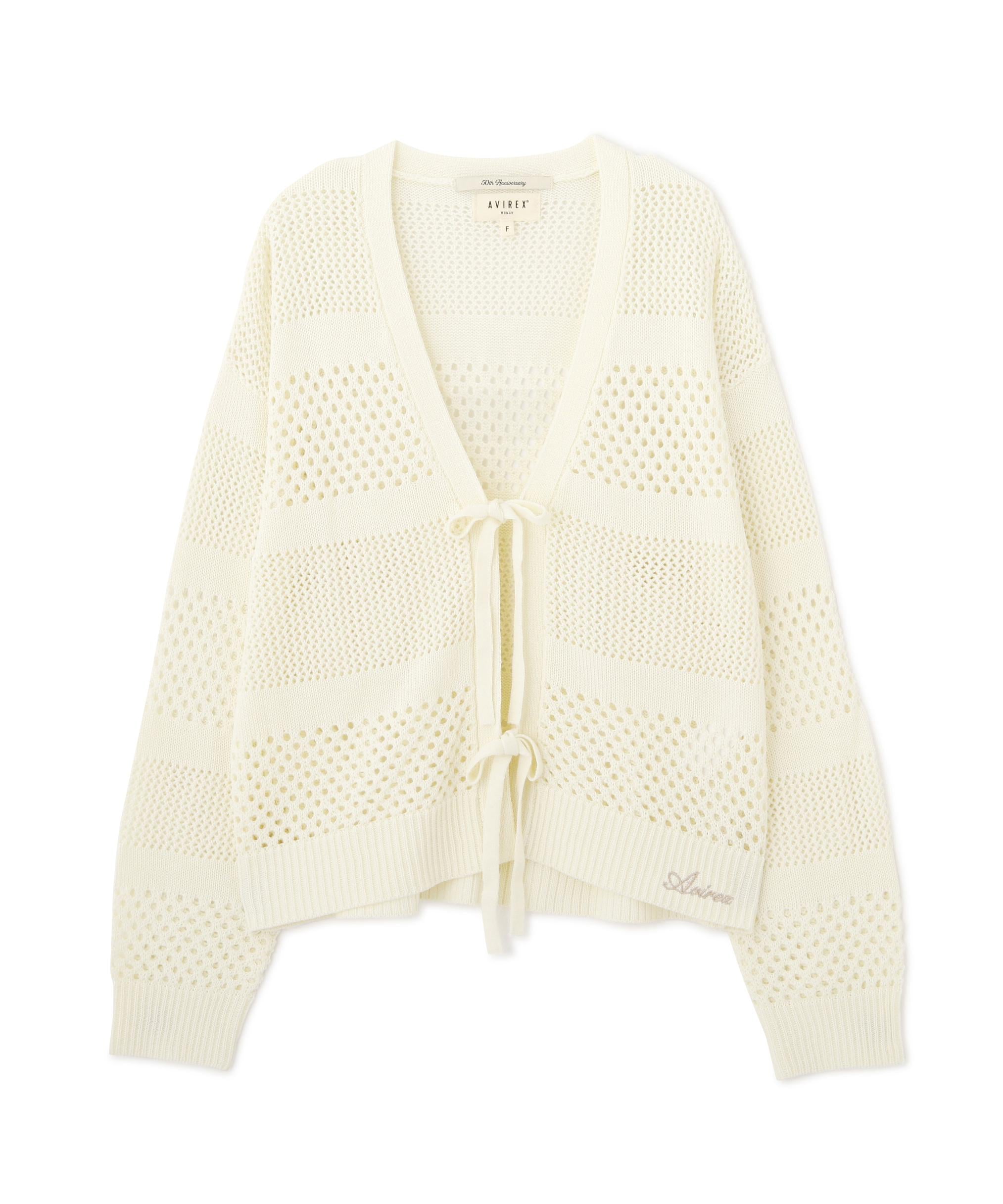 《直営店限定》MAC>AME >IRRON KNIT CA>DIGAN/マクラメリボンニットカーディガン オフホワイト3