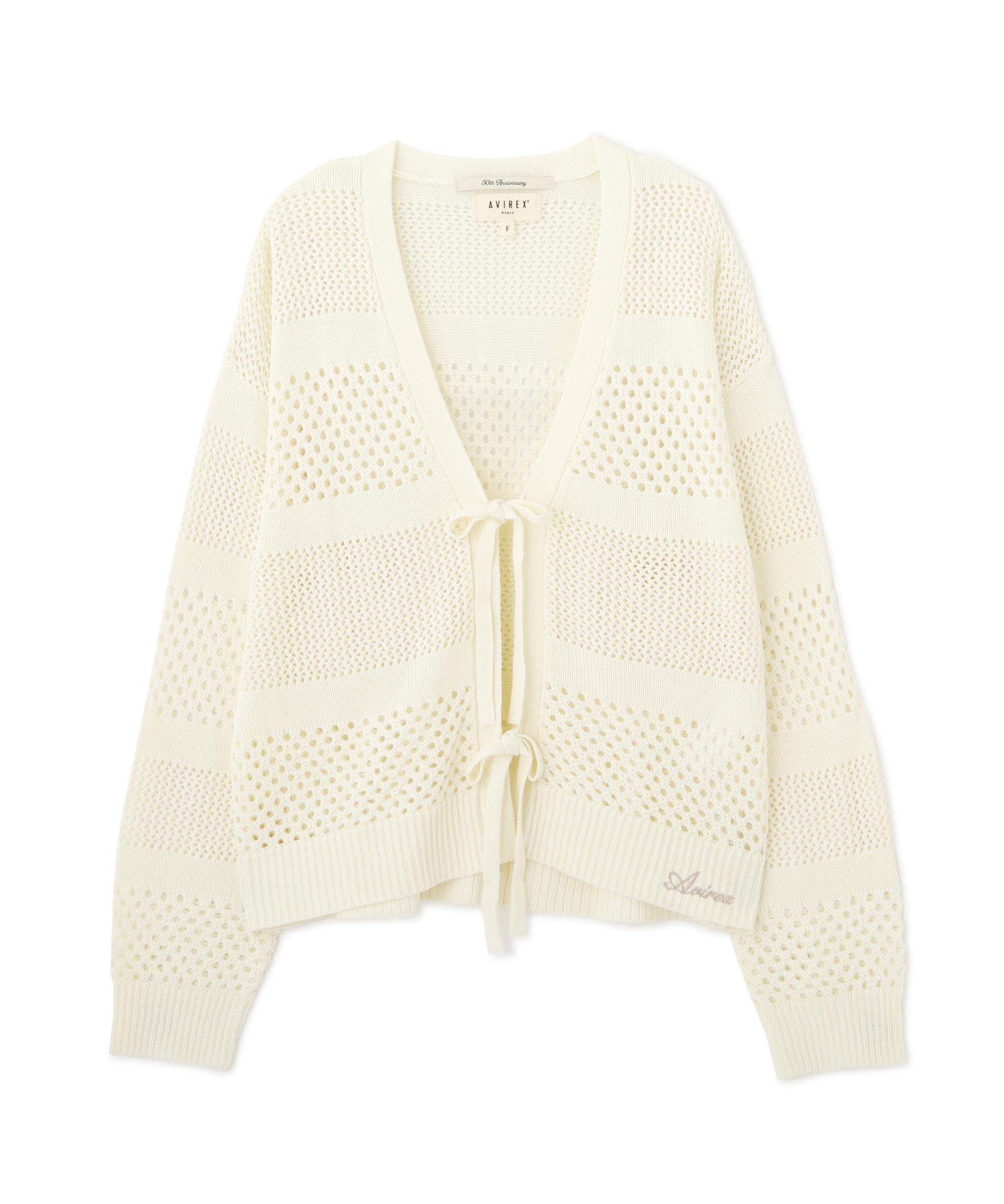 《直営店限定》MAC>AME >IRRON KNIT CA>DIGAN/マクラメリボンニットカーディガン オフホワイト3