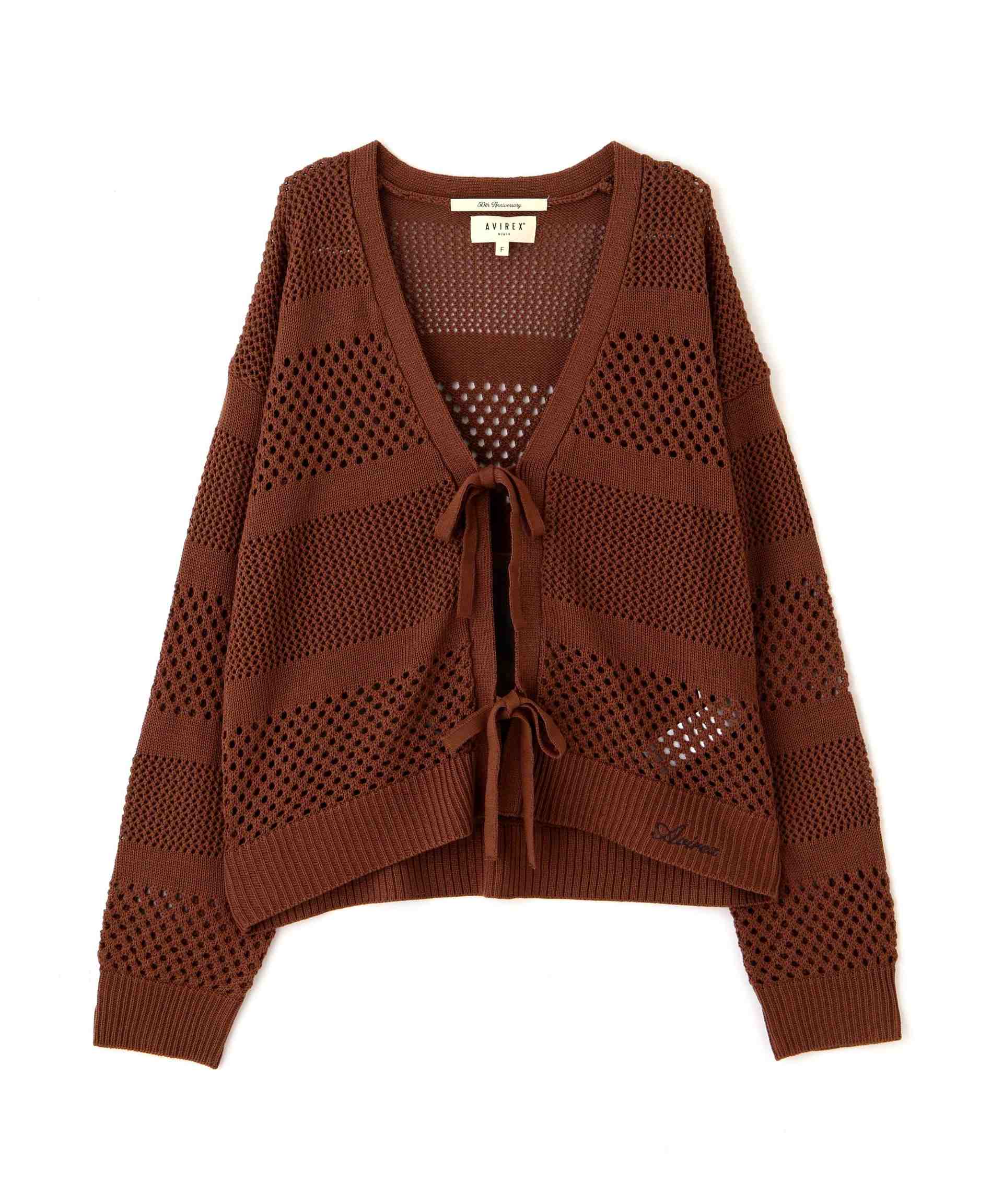 《直営店限定》MAC>AME >IRRON KNIT CA>DIGAN/マクラメリボンニットカーディガン ブラウン