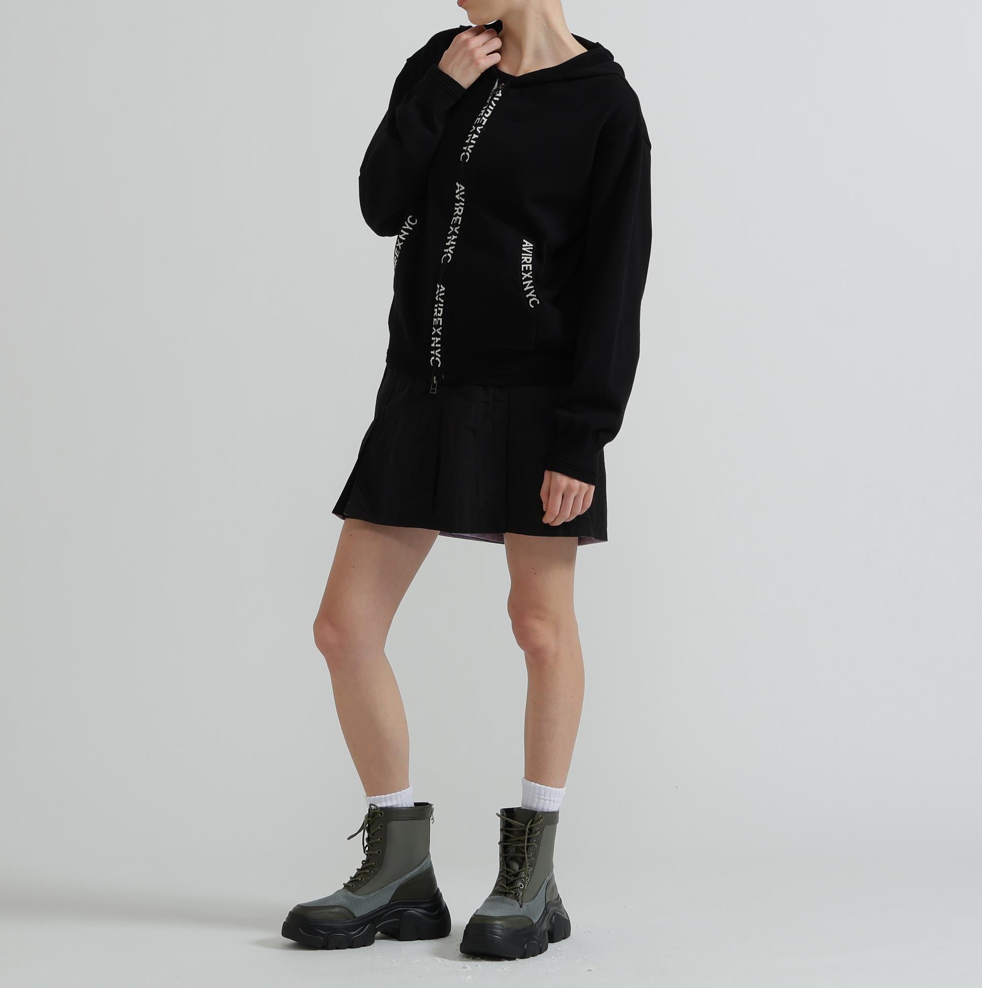 《WOMAN》SWEAT LOOK KNIT HOODIE ブラック