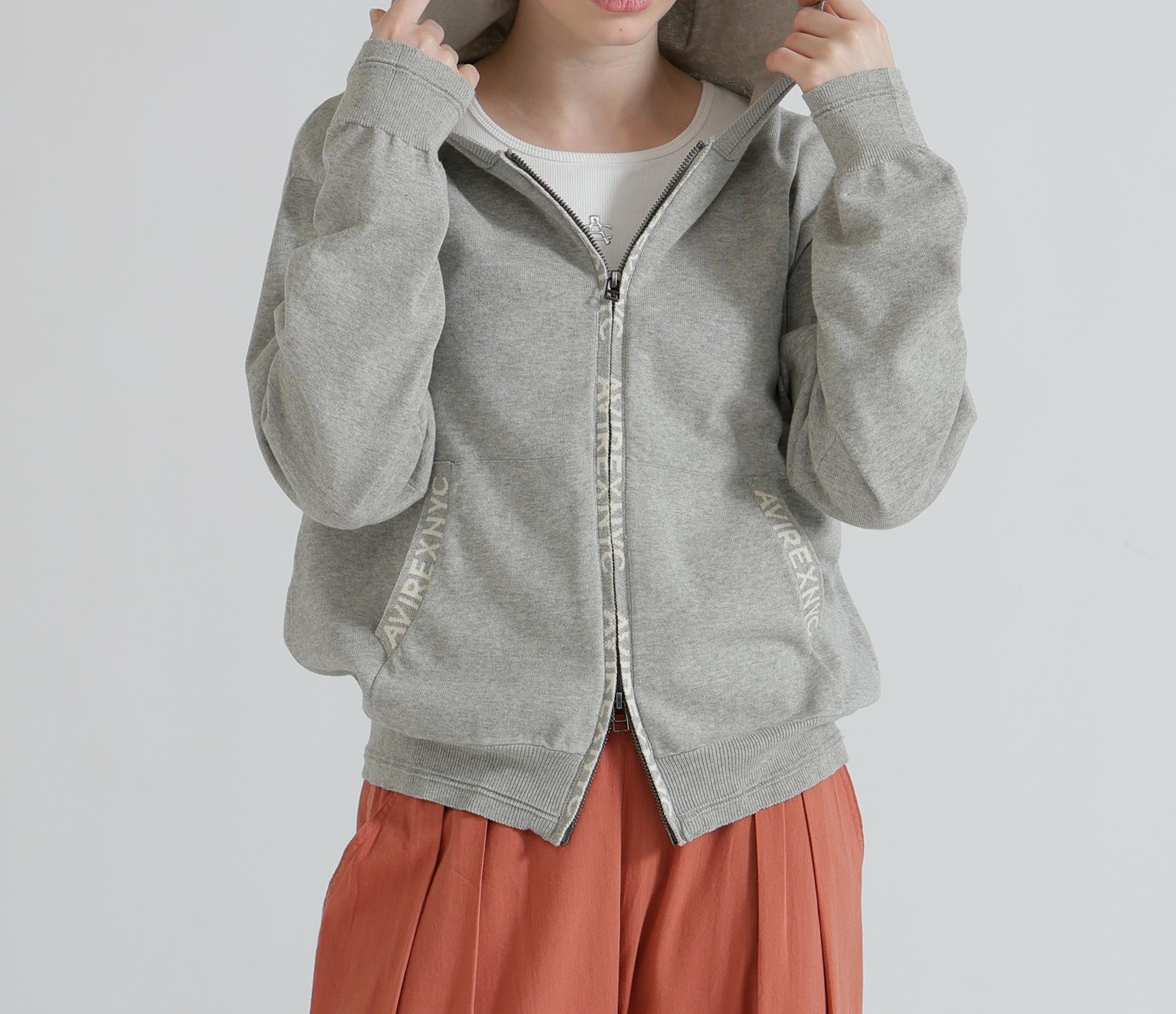 《WOMAN》SWEAT LOOK KNIT HOODIE グレー