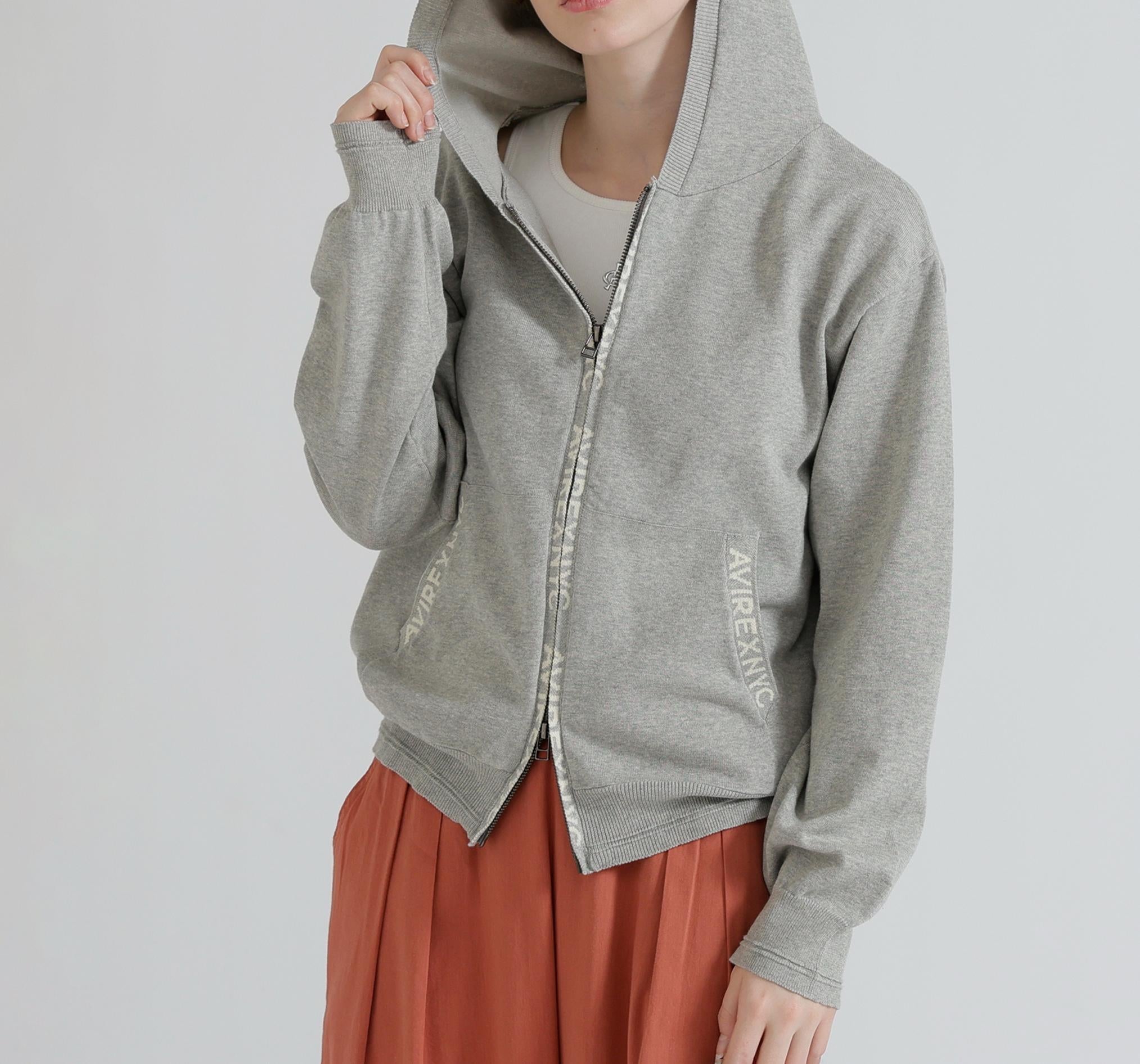 《WOMAN》SWEAT LOOK KNIT HOODIE グレー