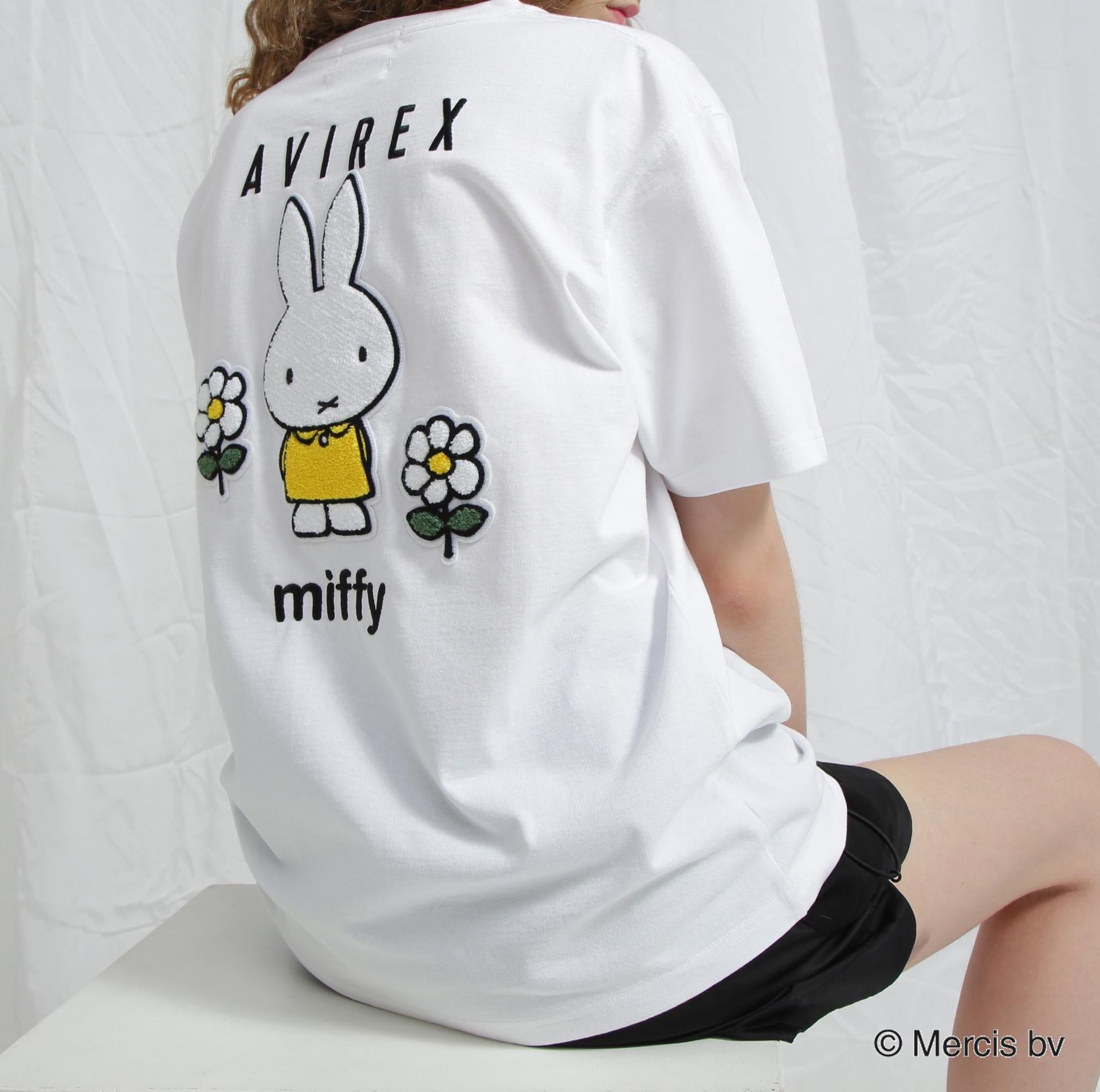 《AVI>EX×miffy》WER限定 EMR>OIDE>Y T-SHI>T/アヴィレックス×ミッフィー 刺繍Tシャツ ホワイト