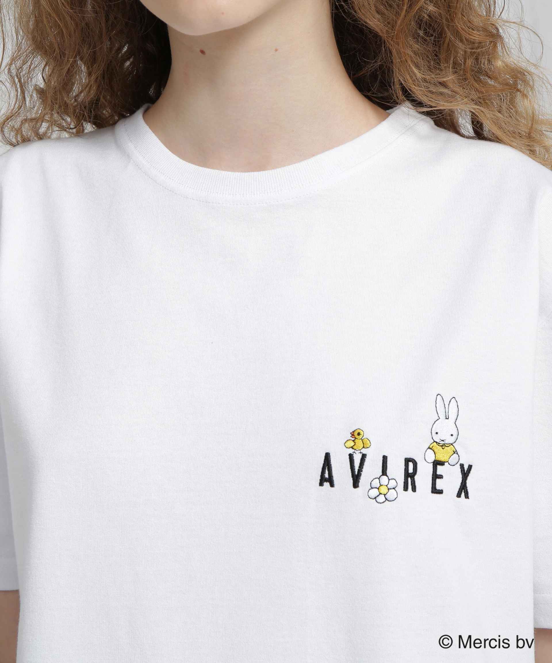 《AVI>EX×miffy》WER限定 EMR>OIDE>Y T-SHI>T/アヴィレックス×ミッフィー 刺繍Tシャツ ホワイト