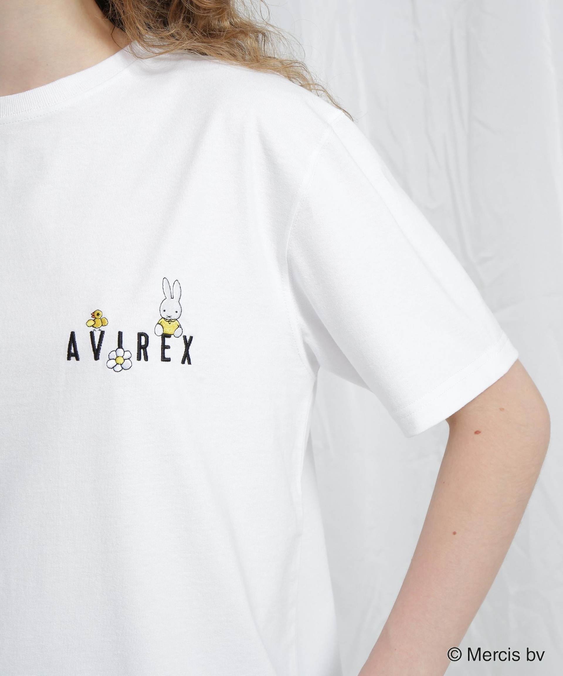 《AVI>EX×miffy》WER限定 EMR>OIDE>Y T-SHI>T/アヴィレックス×ミッフィー 刺繍Tシャツ ホワイト
