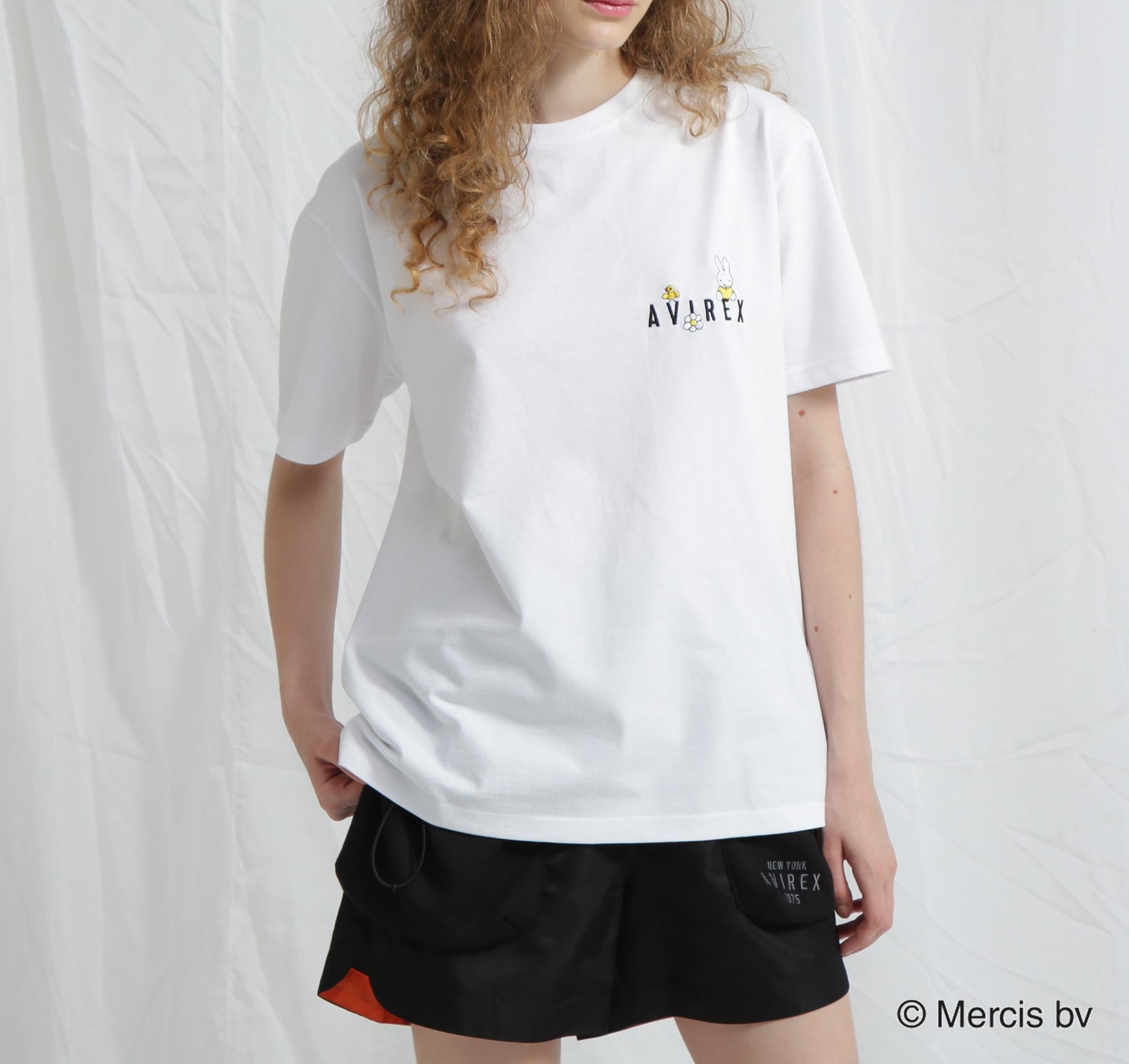 《AVI>EX×miffy》WER限定 EMR>OIDE>Y T-SHI>T/アヴィレックス×ミッフィー 刺繍Tシャツ ホワイト