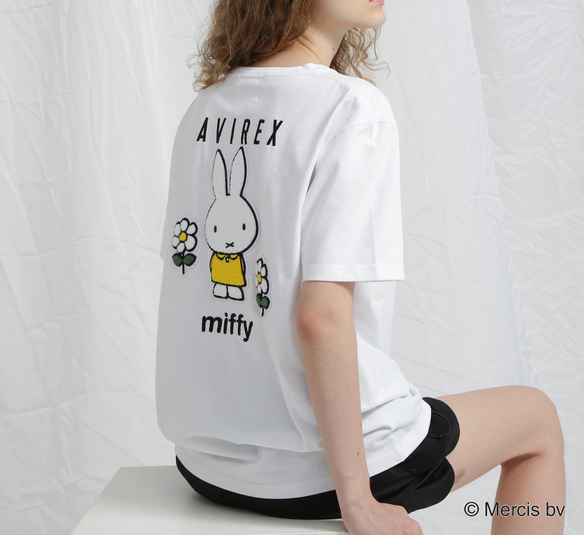《AVI>EX×miffy》WER限定 EMR>OIDE>Y T-SHI>T/アヴィレックス×ミッフィー 刺繍Tシャツ ホワイト
