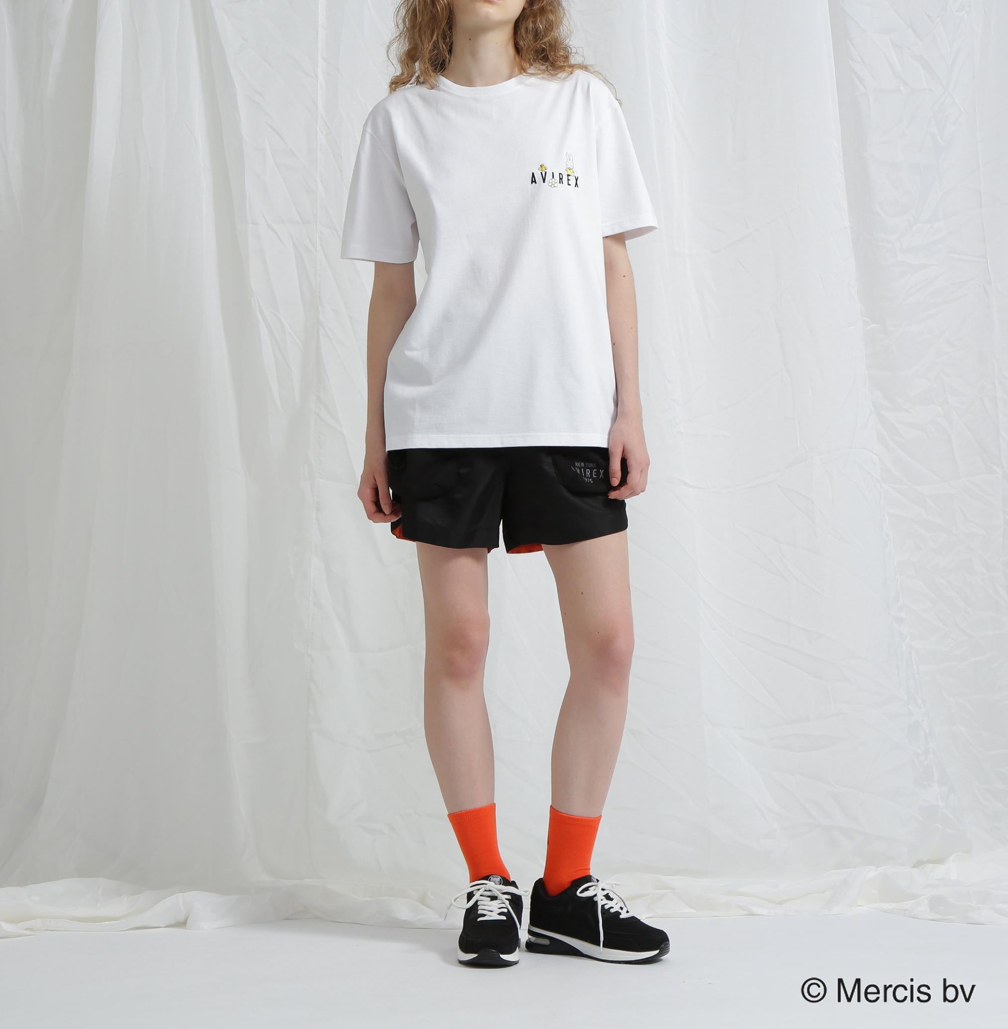《AVI>EX×miffy》WER限定 EMR>OIDE>Y T-SHI>T/アヴィレックス×ミッフィー 刺繍Tシャツ ホワイト