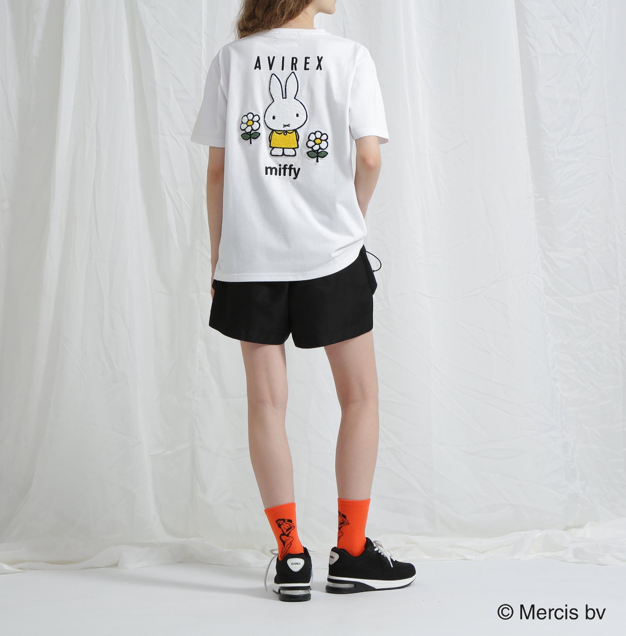 《AVI>EX×miffy》WER限定 EMR>OIDE>Y T-SHI>T/アヴィレックス×ミッフィー 刺繍Tシャツ ホワイト