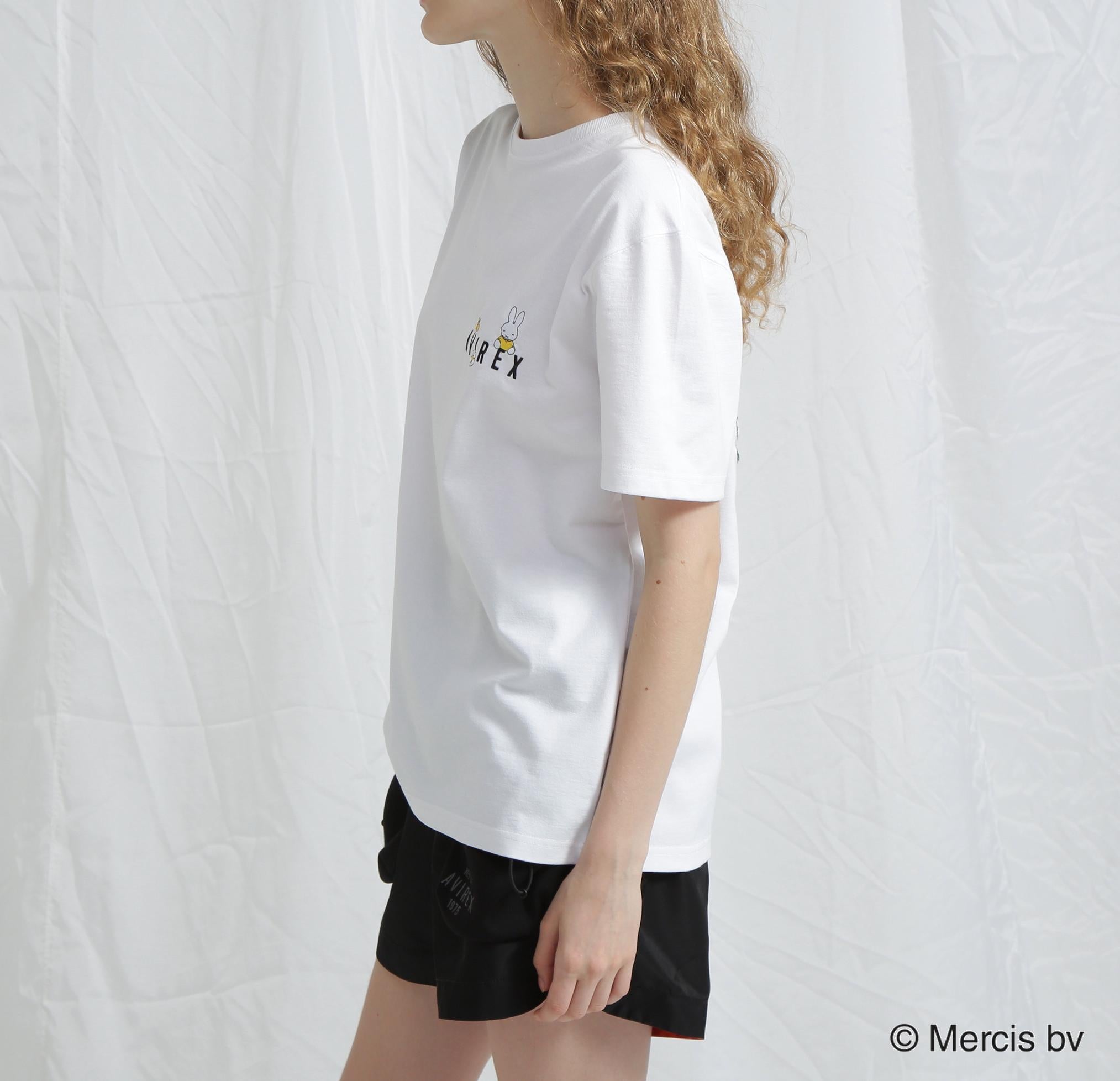 《AVI>EX×miffy》WER限定 EMR>OIDE>Y T-SHI>T/アヴィレックス×ミッフィー 刺繍Tシャツ ホワイト