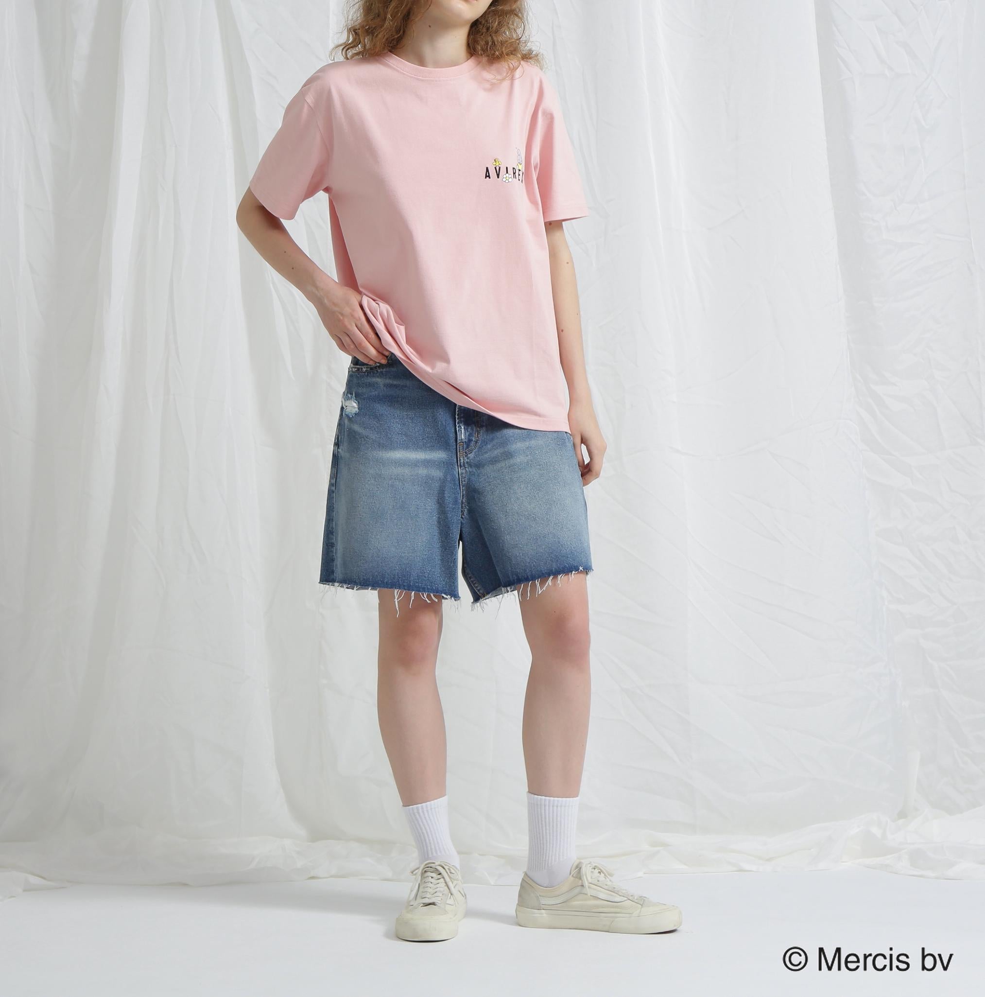 《AVI>EX×miffy》WER限定 EMR>OIDE>Y T-SHI>T/アヴィレックス×ミッフィー 刺繍Tシャツ ピンク