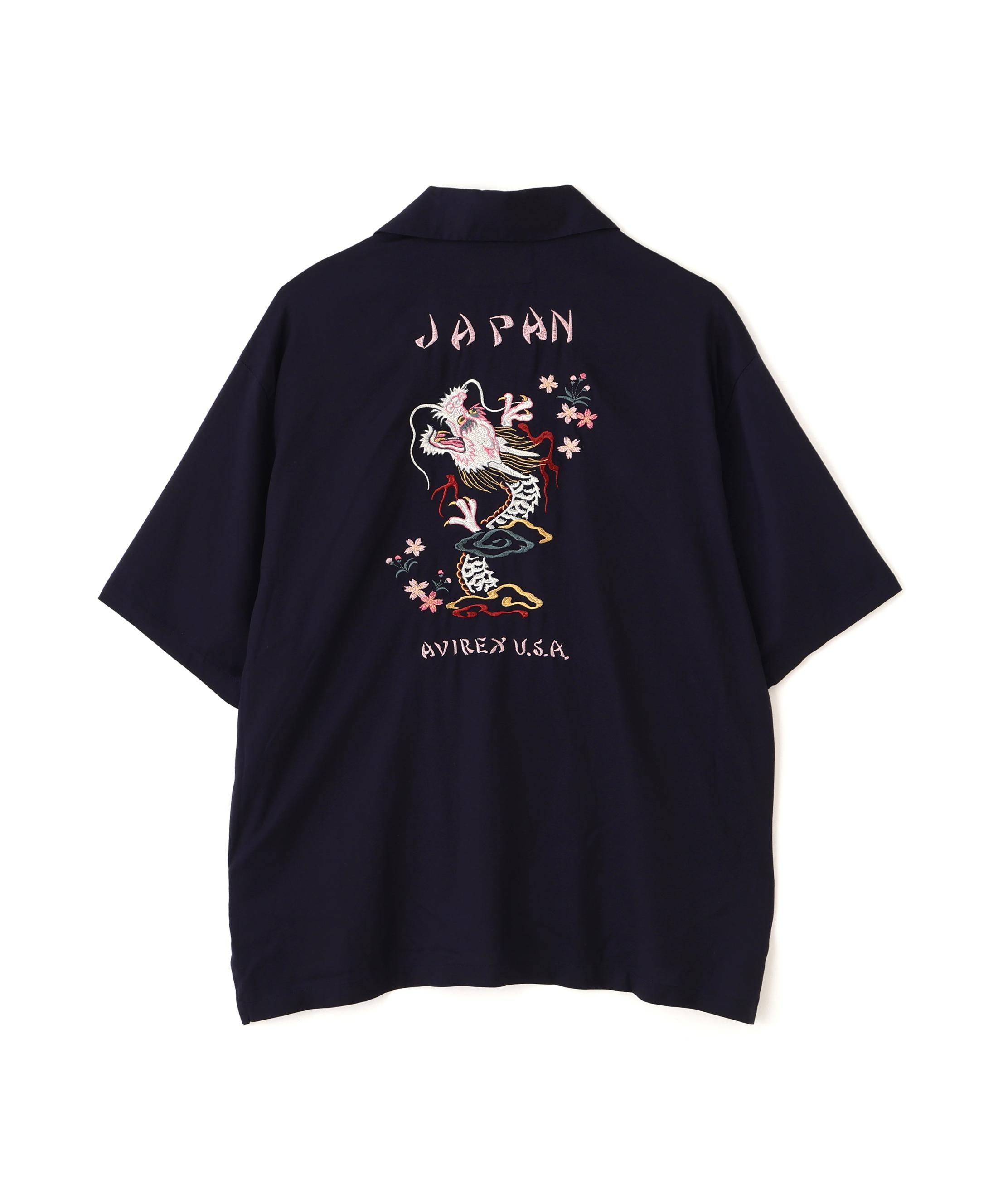 SOUVENIR S/S SHIRT”DRAGON ＆CHERRY BLOSSOMS” ネイビー