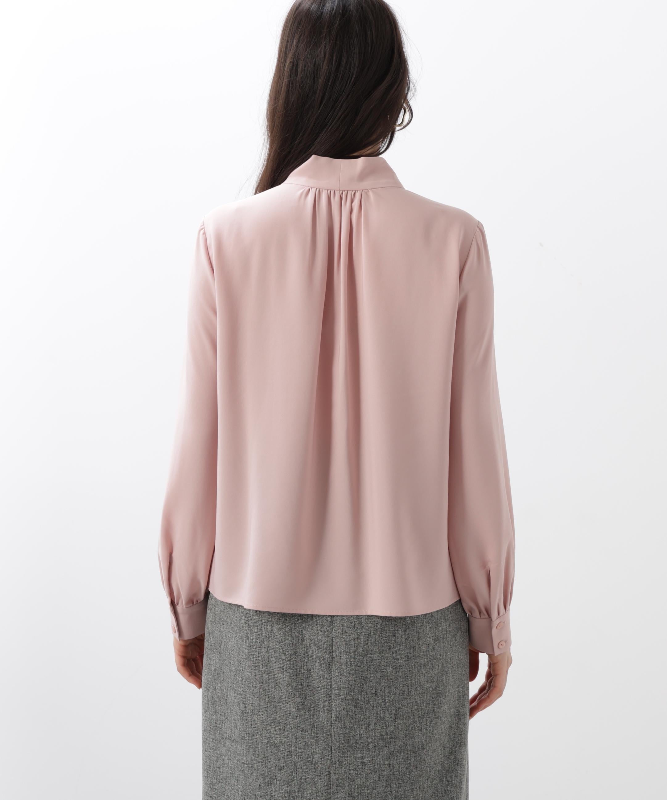 ［WEB/店舗限定カラー］ラッフルアクセントボウタイブラウス ピンク