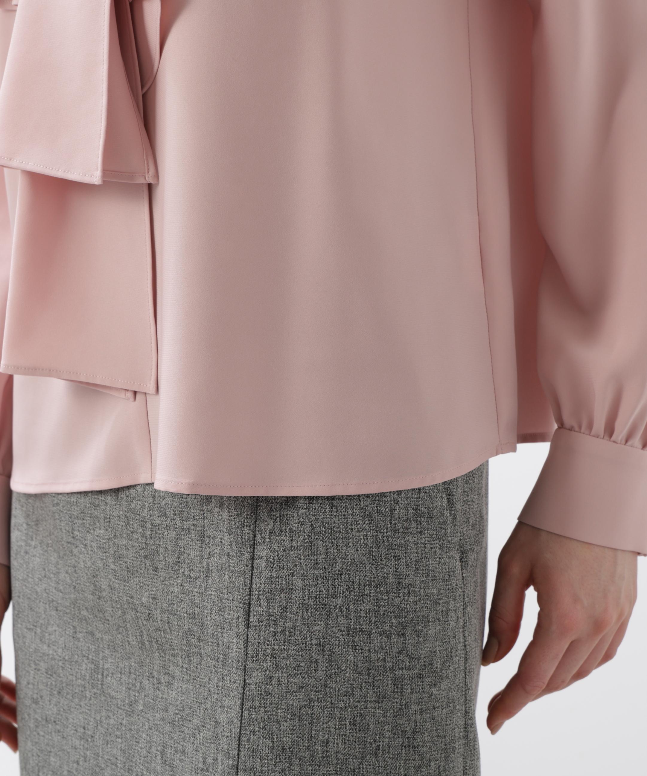 ［WEB/店舗限定カラー］ラッフルアクセントボウタイブラウス ピンク