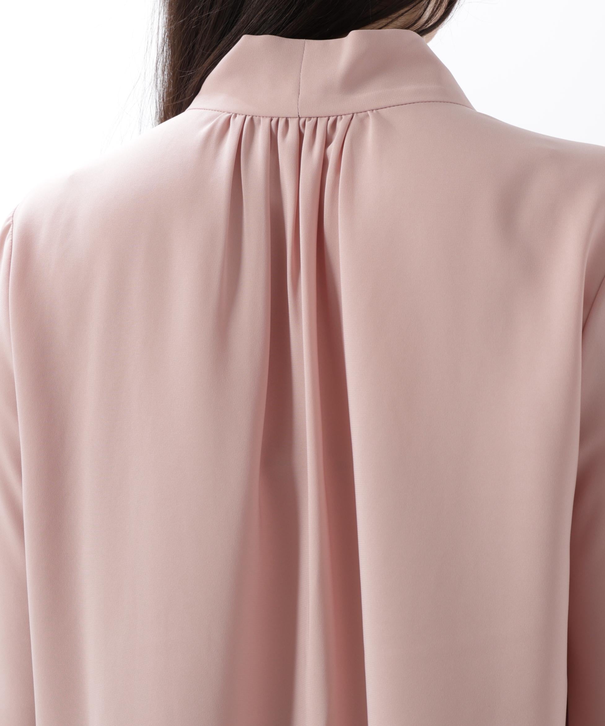 ［WEB/店舗限定カラー］ラッフルアクセントボウタイブラウス ピンク