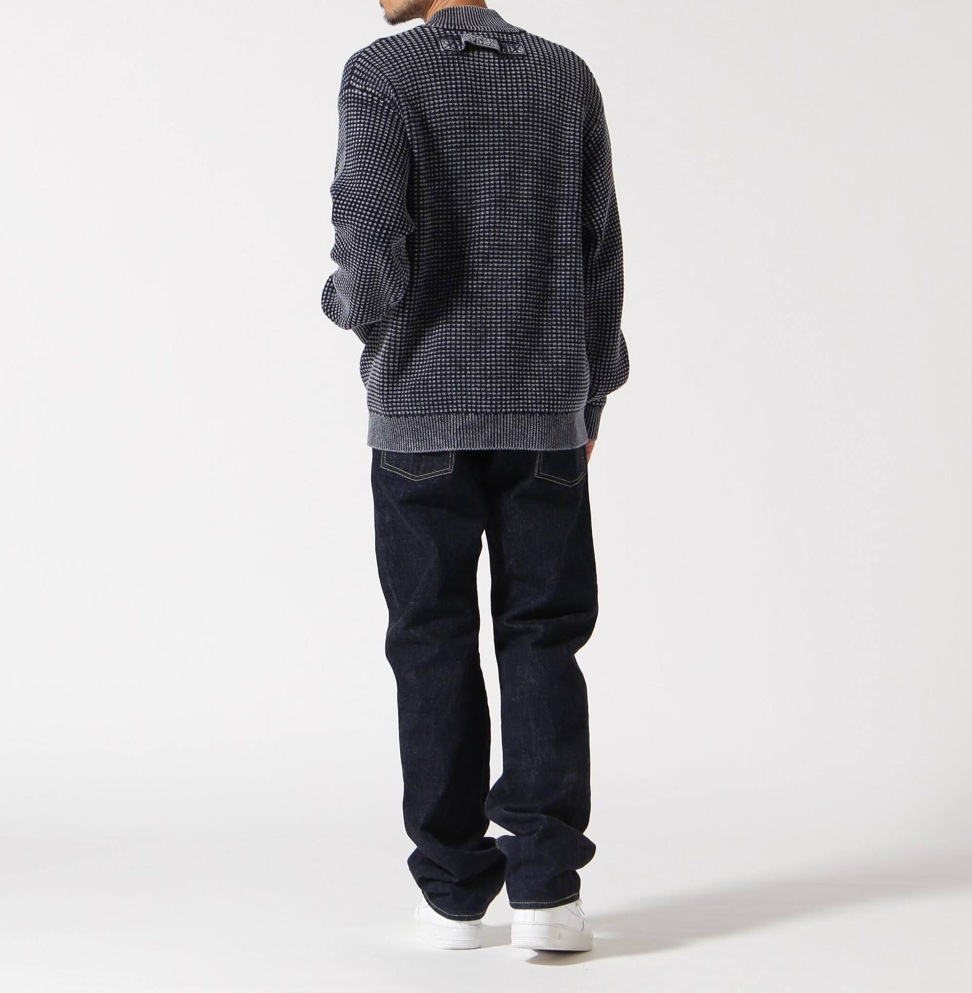 《直営店限定》FADE WASH COMMAND ZIP UP KNIT / フェイドウォッシュ コマンド ジップアップ ニット ネイビー