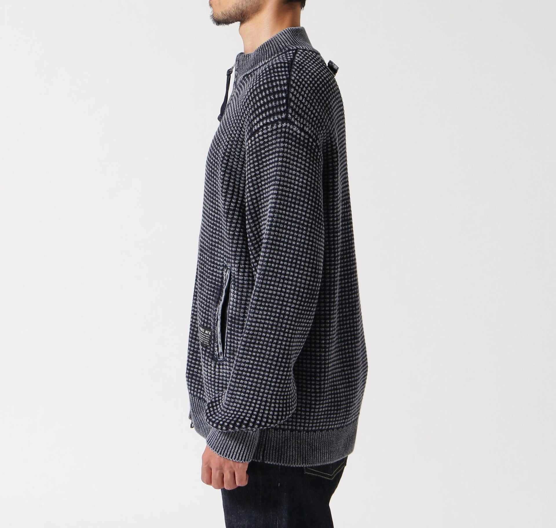《直営店限定》FADE WASH COMMAND ZIP UP KNIT / フェイドウォッシュ コマンド ジップアップ ニット ネイビー