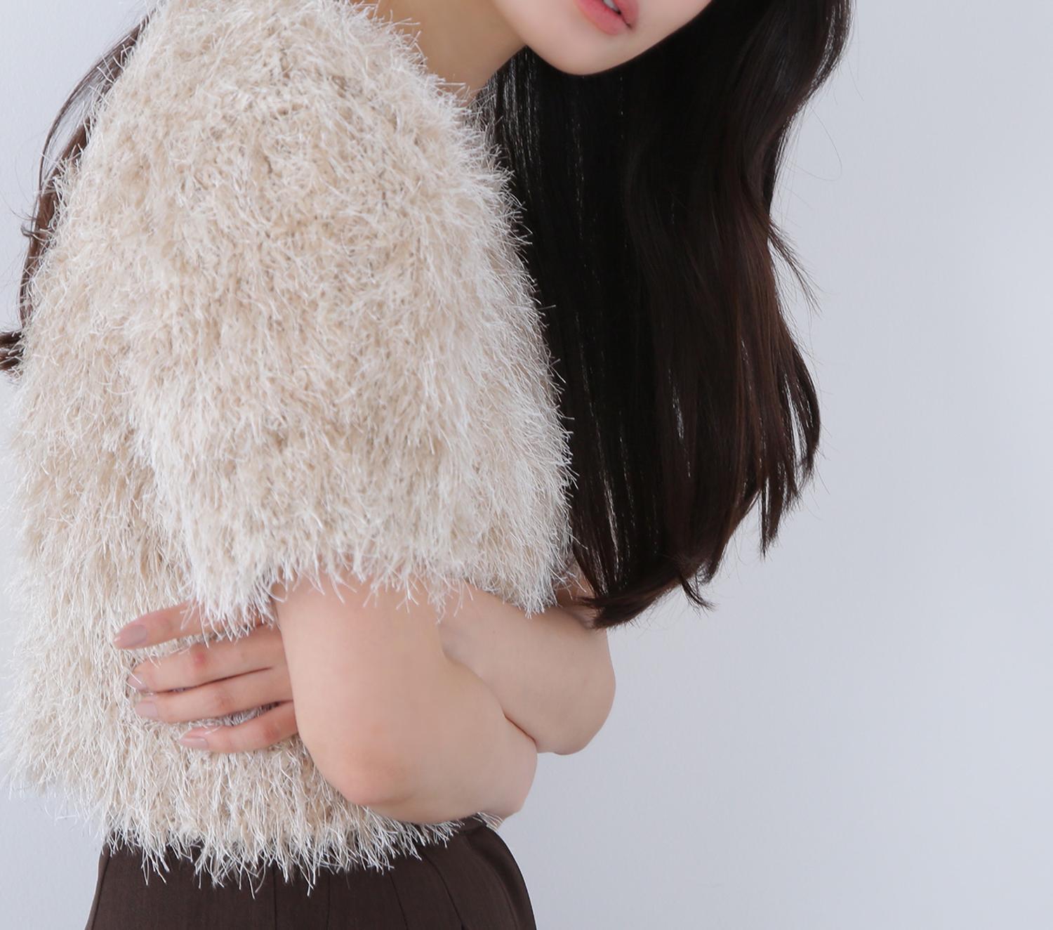 ミックスシャギーニット ベージュミックス2