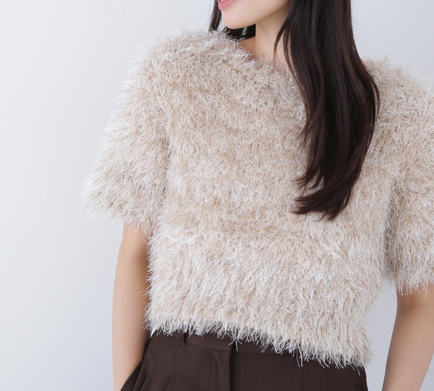 ミックスシャギーニット ベージュミックス2