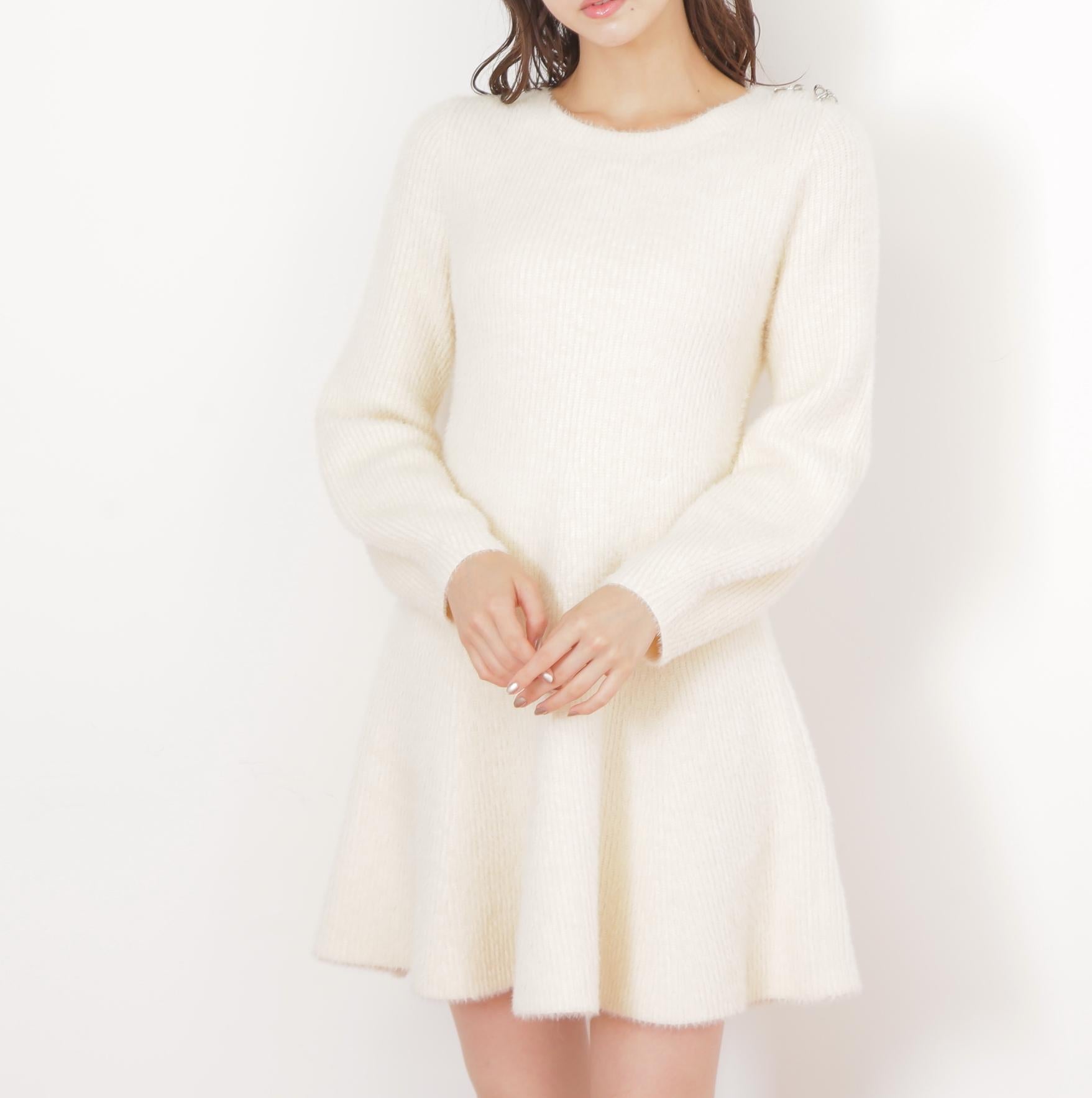 シャギーミニニットワンピース エクリュ