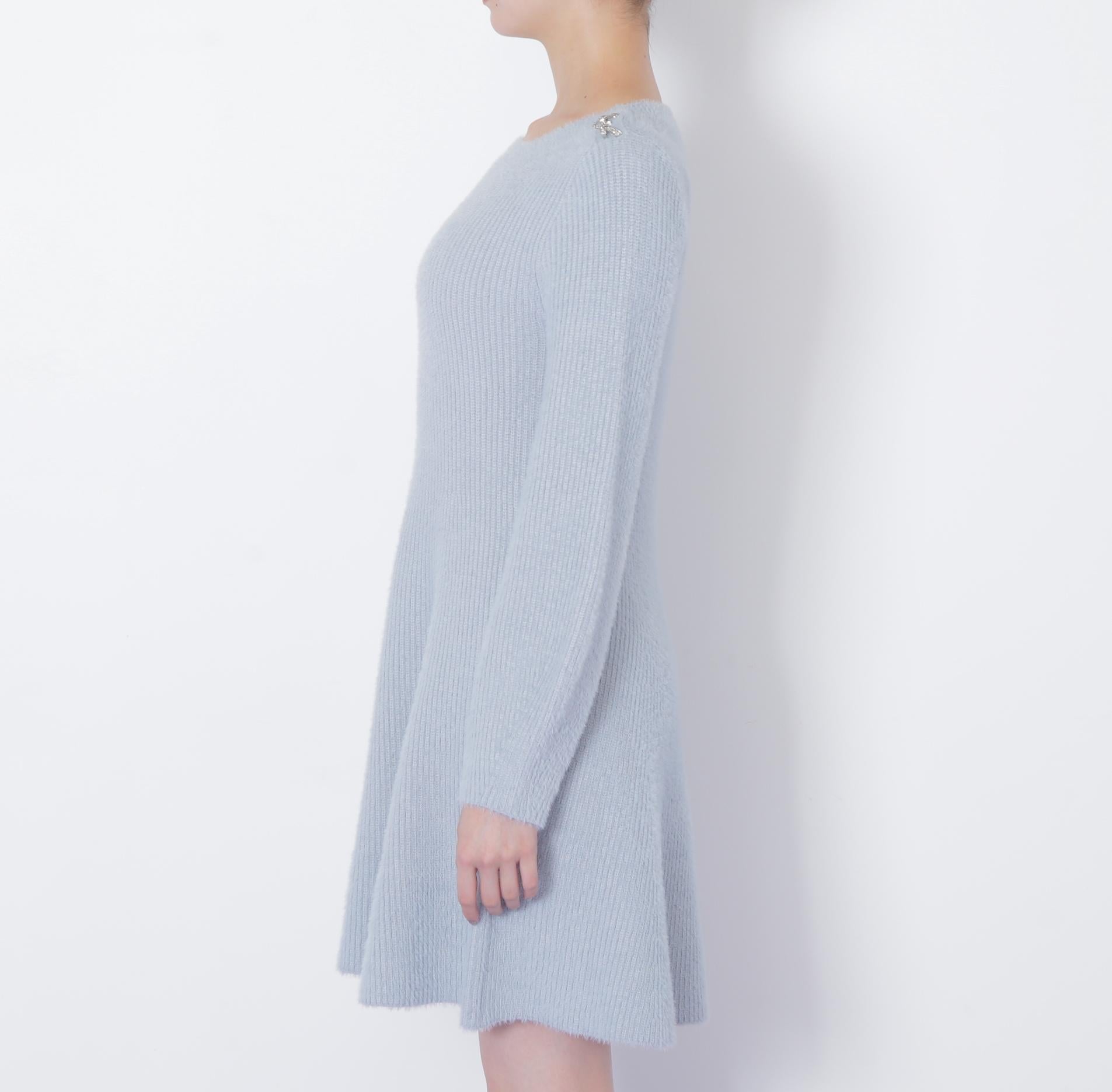 シャギーミニニットワンピース ブルー