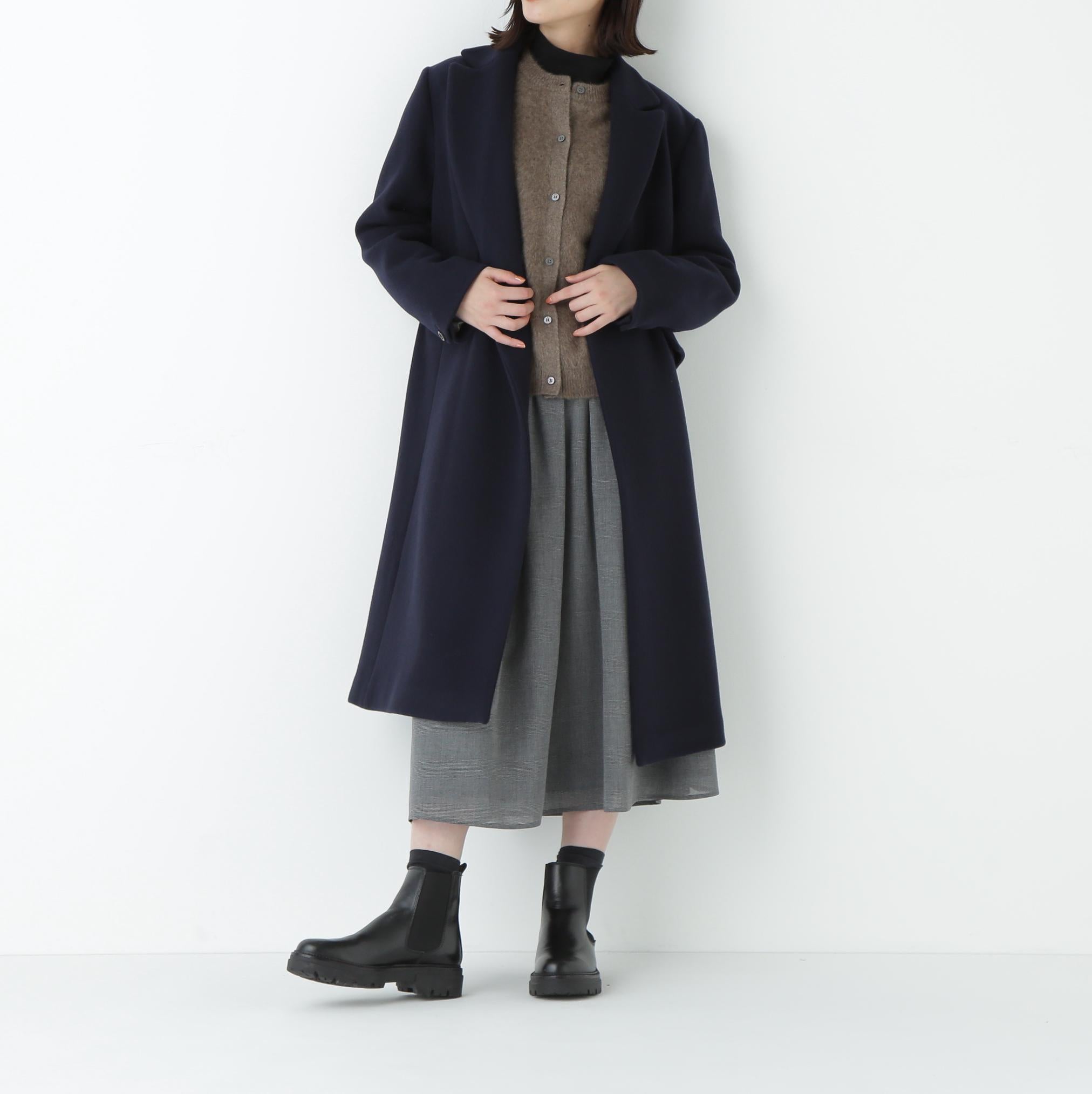 ウールモッサダブルチェスターコート ネイビー