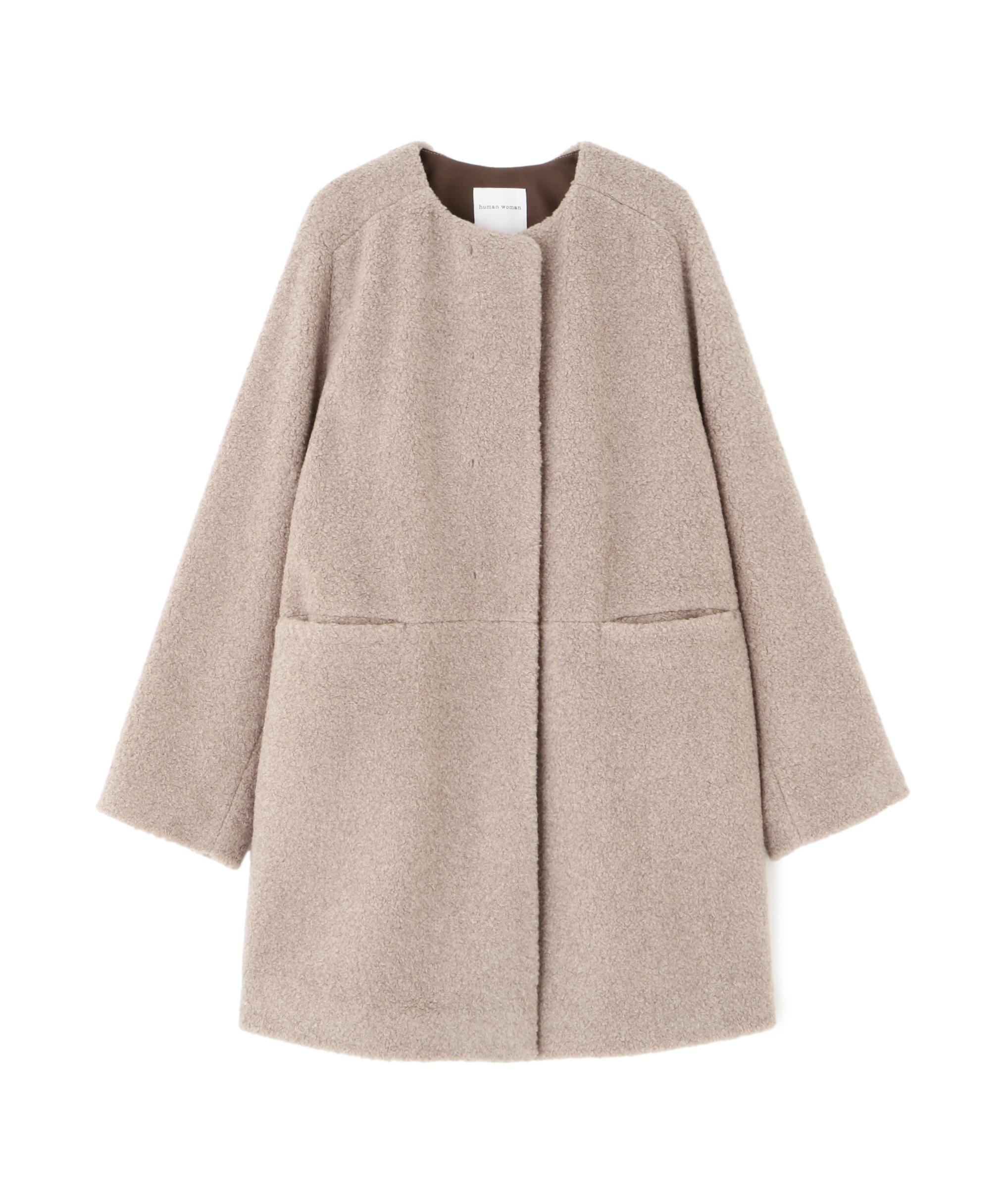 ボアノーカラーコート グレージュ2