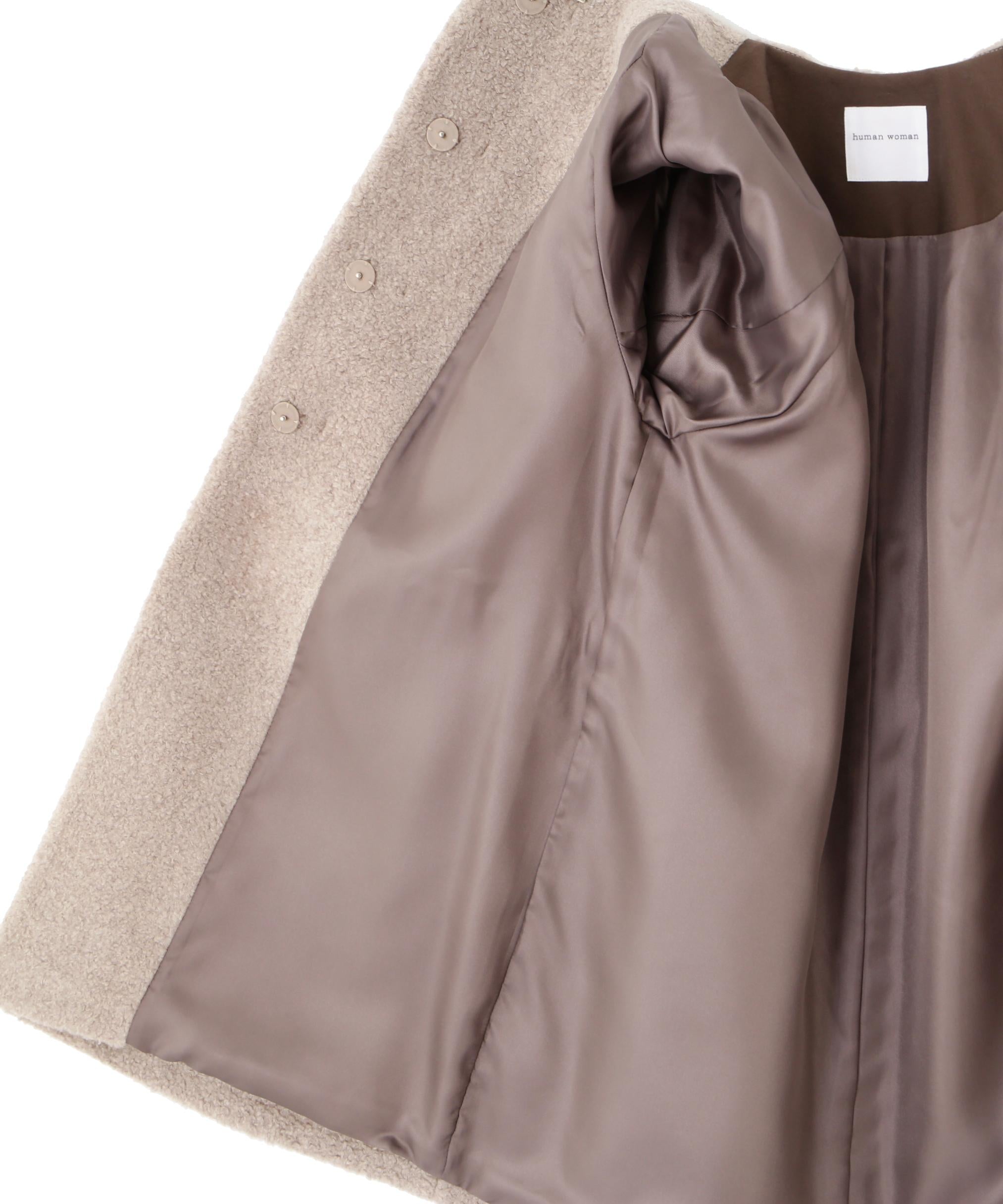 ボアノーカラーコート グレージュ2