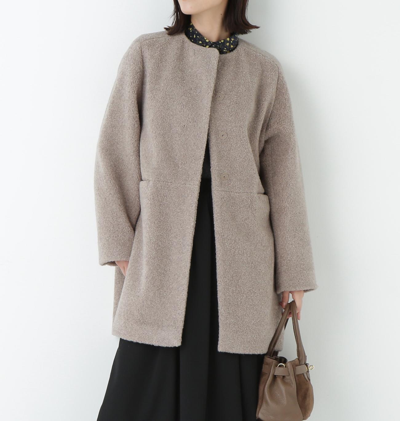 ボアノーカラーコート グレージュ2