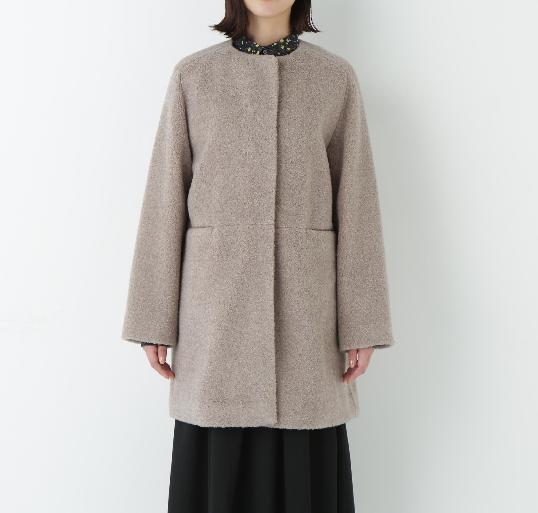 ボアノーカラーコート グレージュ2