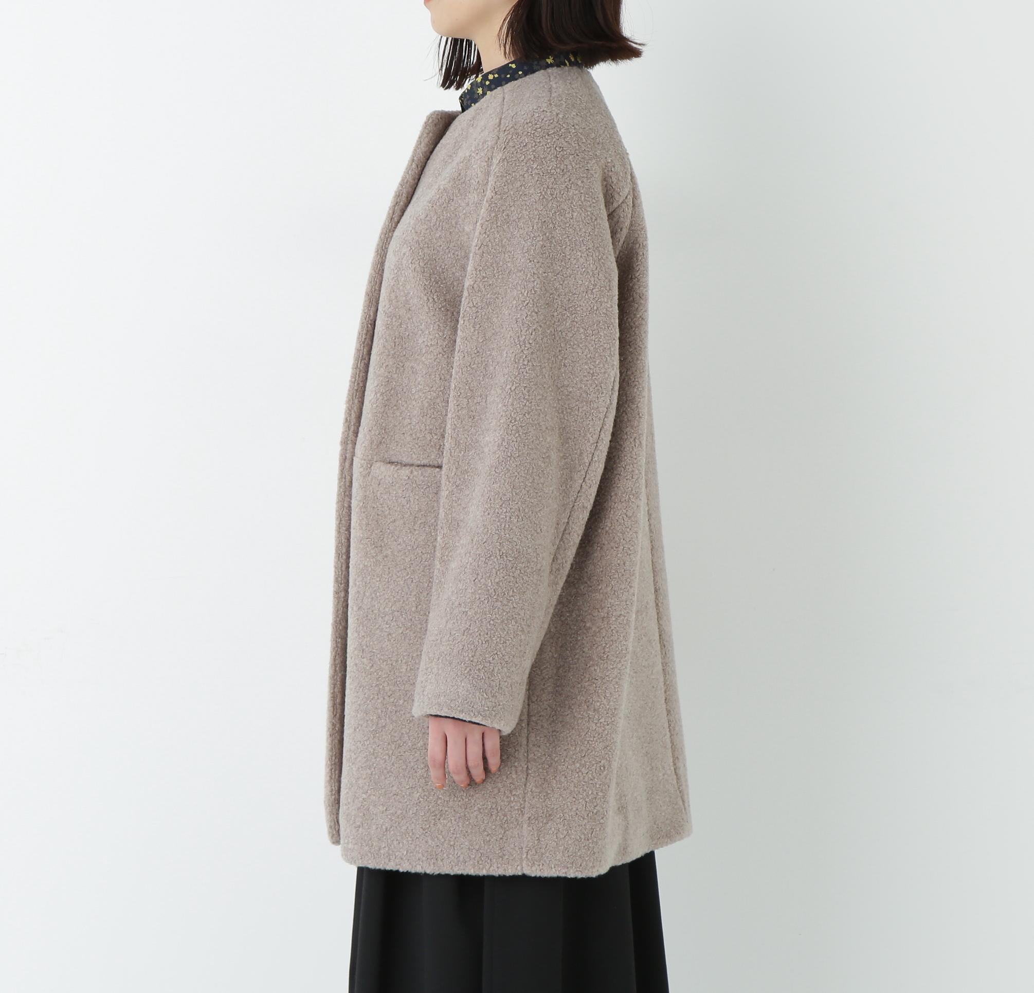 ボアノーカラーコート グレージュ2