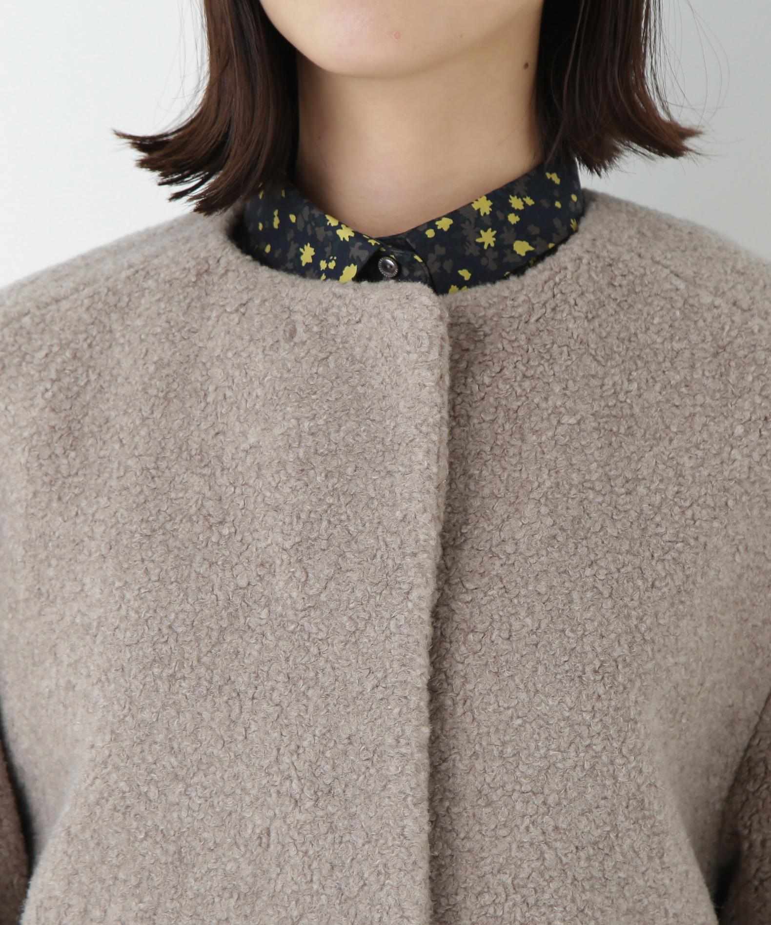 ボアノーカラーコート グレージュ2