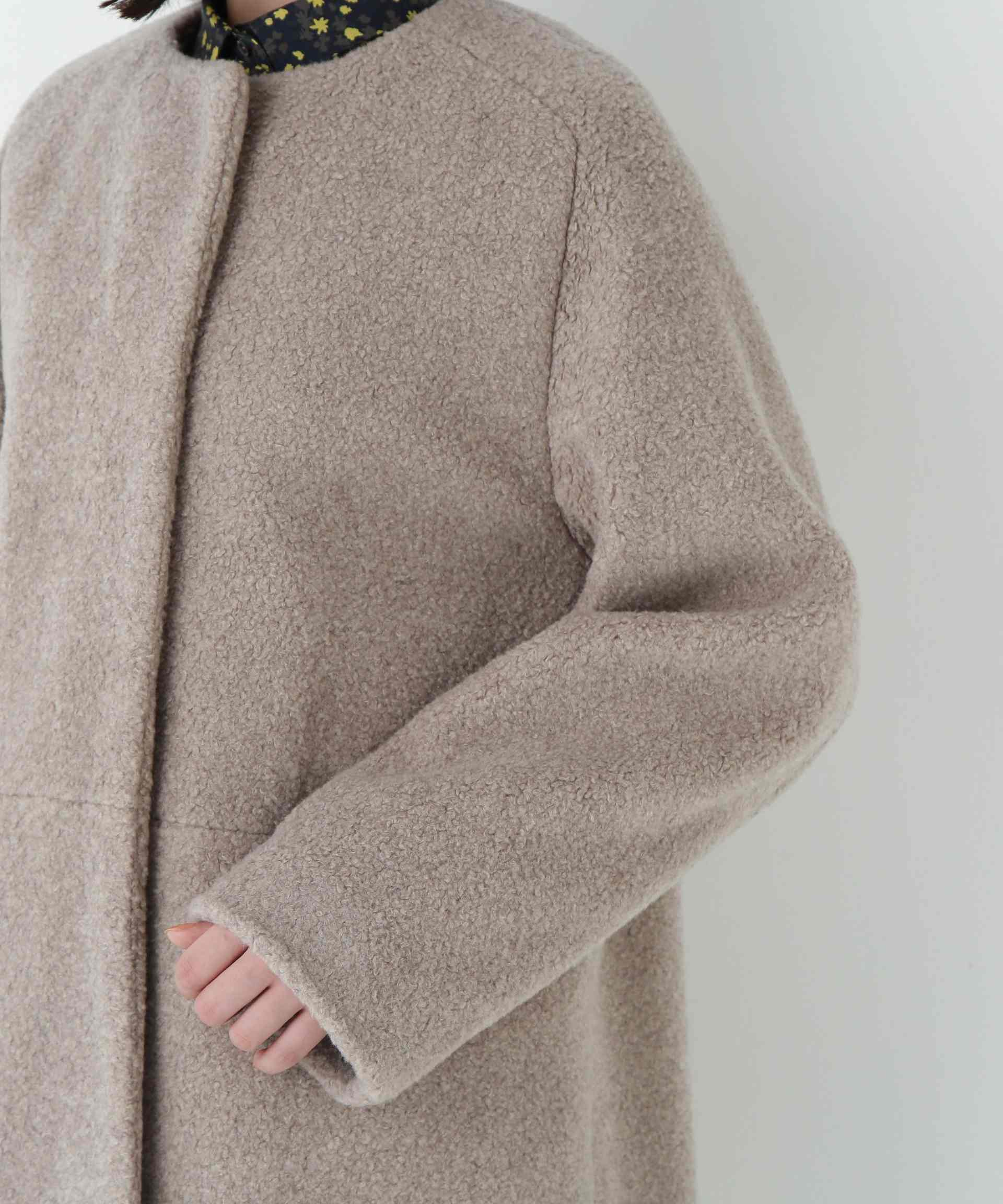 ボアノーカラーコート グレージュ2