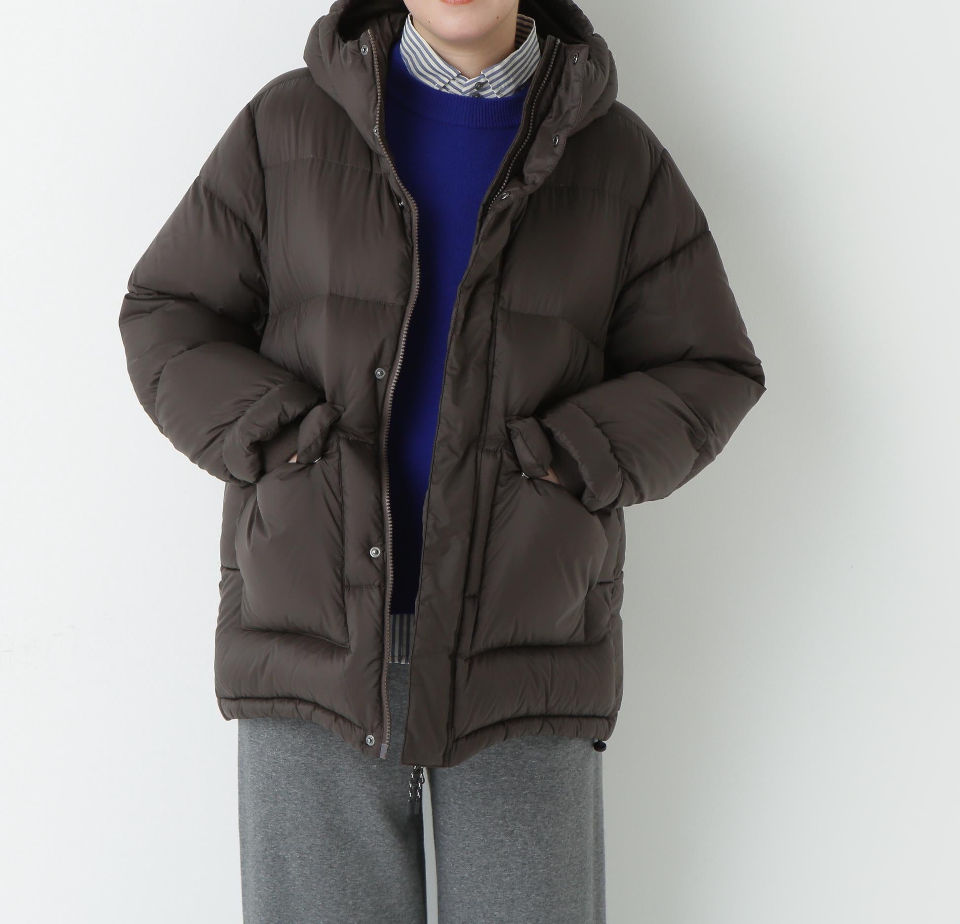 ボリュームフードダウンコート ダークブラウン