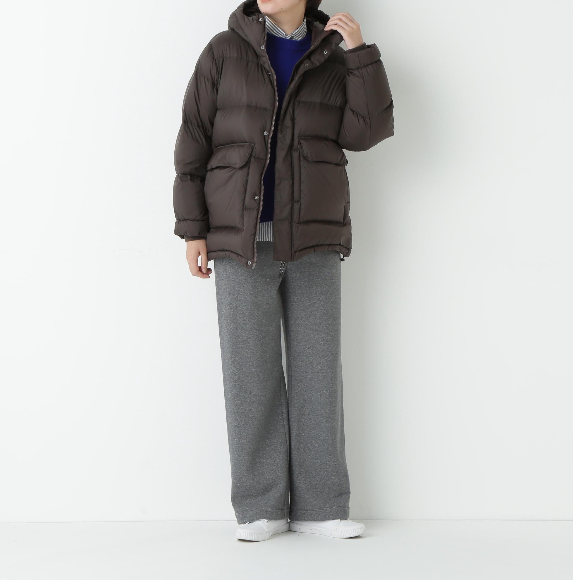 ボリュームフードダウンコート ダークブラウン