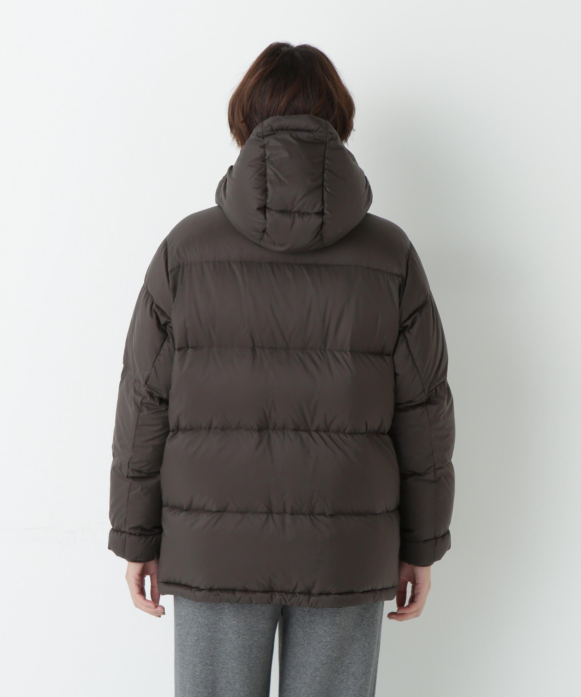 ボリュームフードダウンコート ダークブラウン