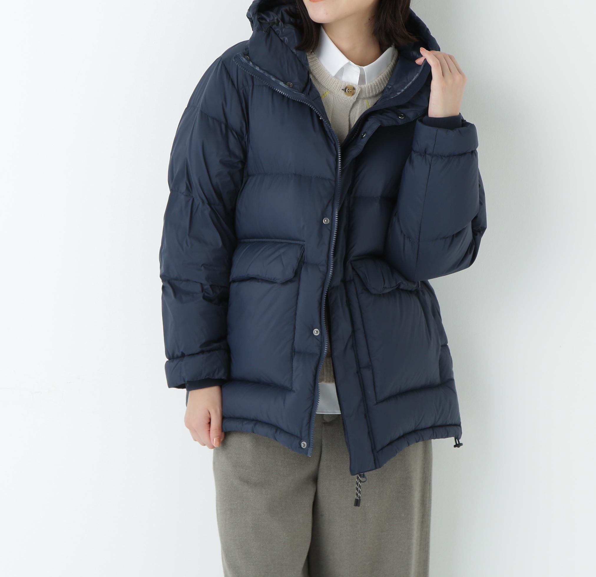 ボリュームフードダウンコート ダークネイビー