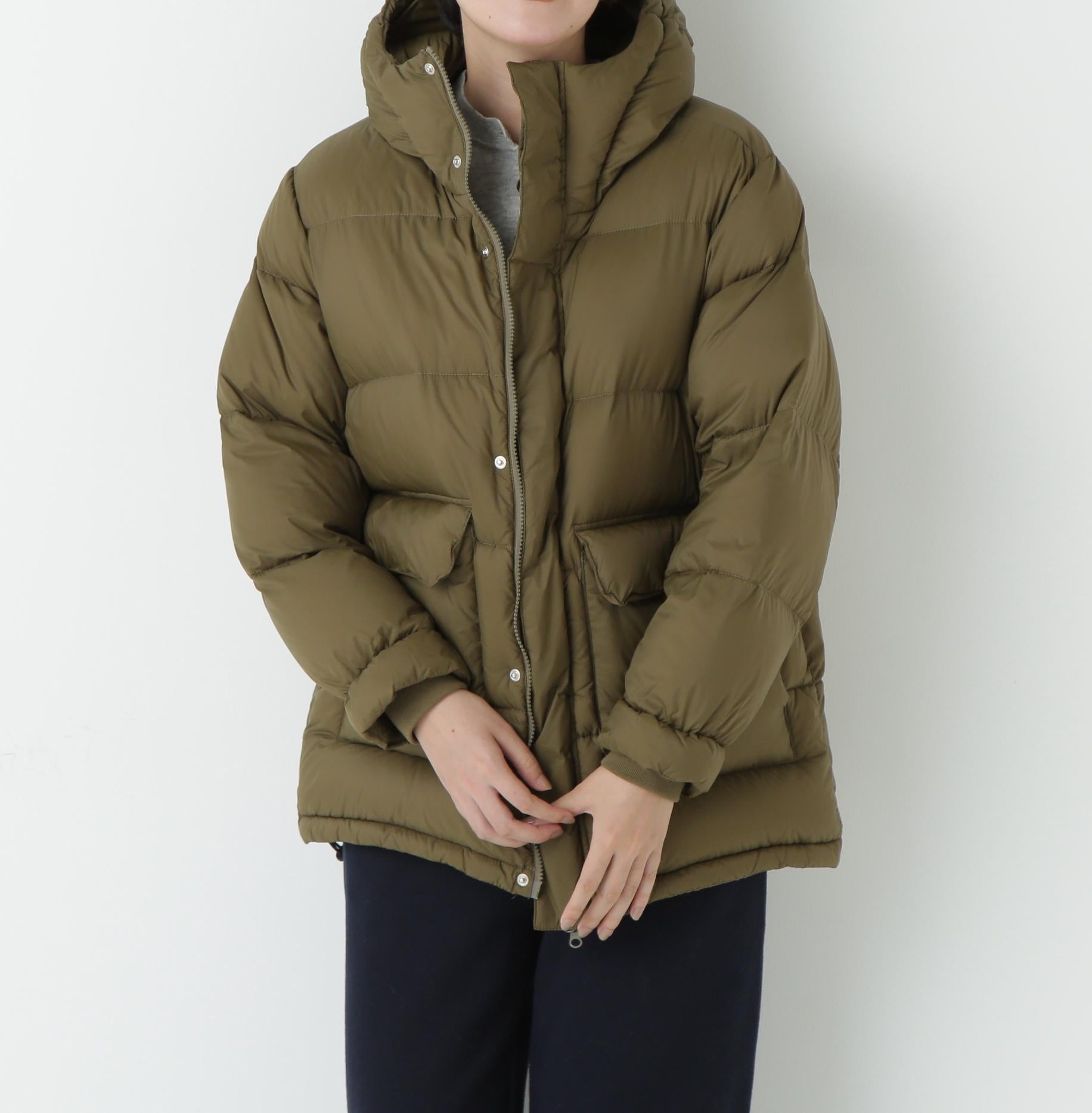 ボリュームフードダウンコート オリーブ