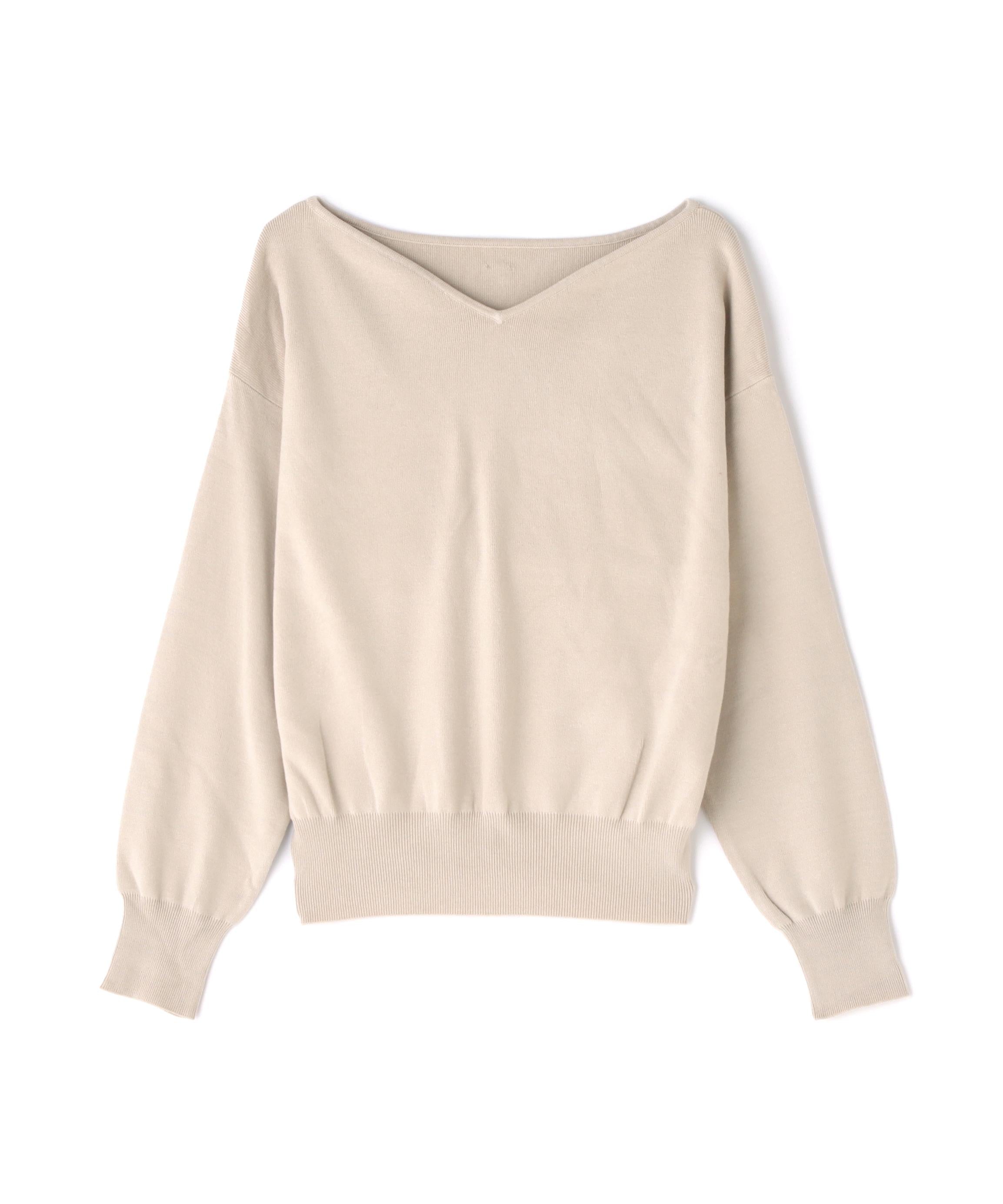 総針ベーシックシリーズ ニュアンスVネックニット ベージュ