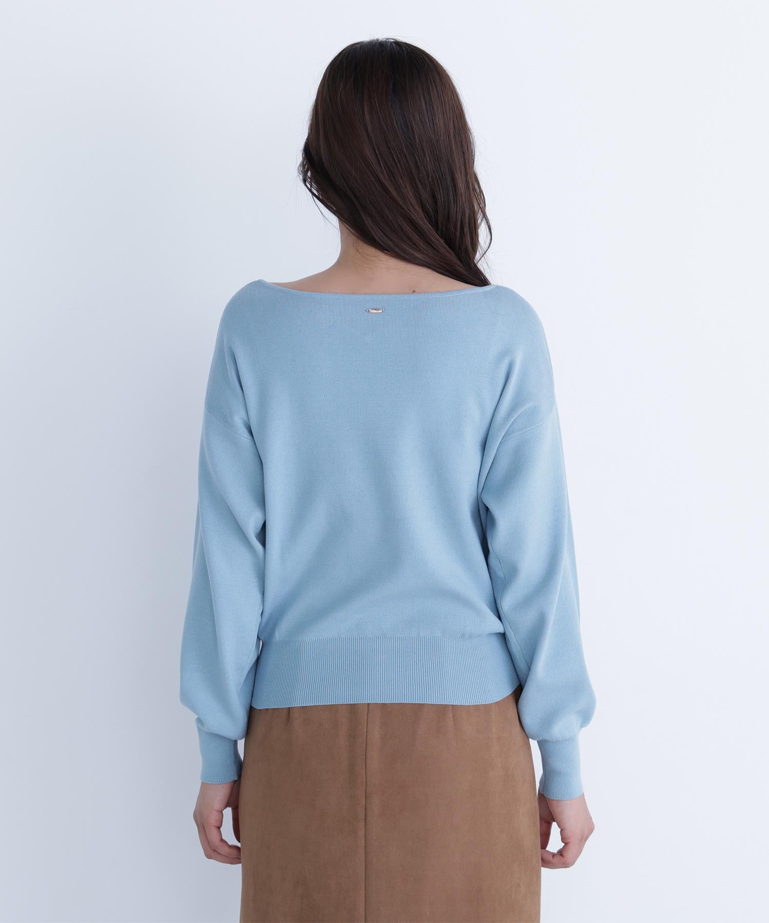 総針ベーシックシリーズ ニュアンスVネックニット レトロブルー