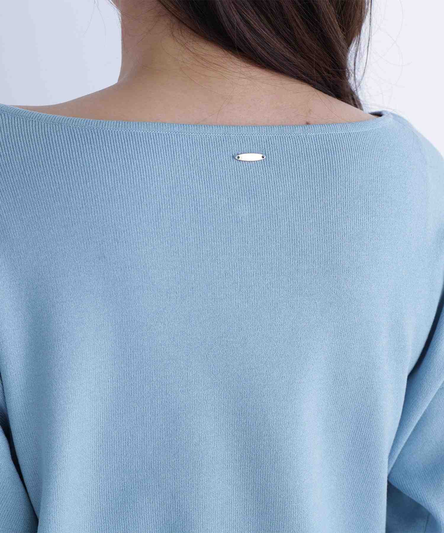 総針ベーシックシリーズ ニュアンスVネックニット レトロブルー