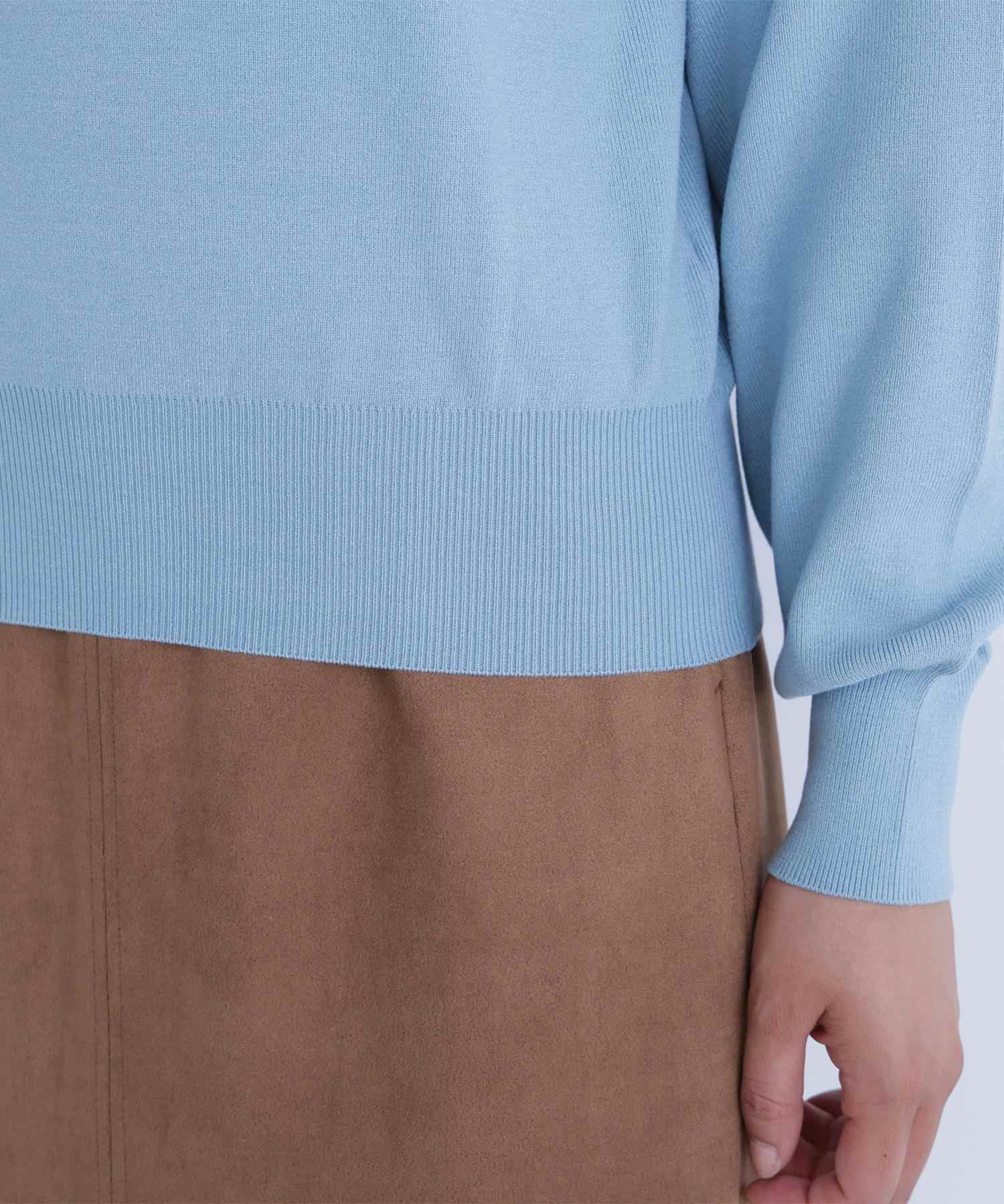 総針ベーシックシリーズ ニュアンスVネックニット レトロブルー