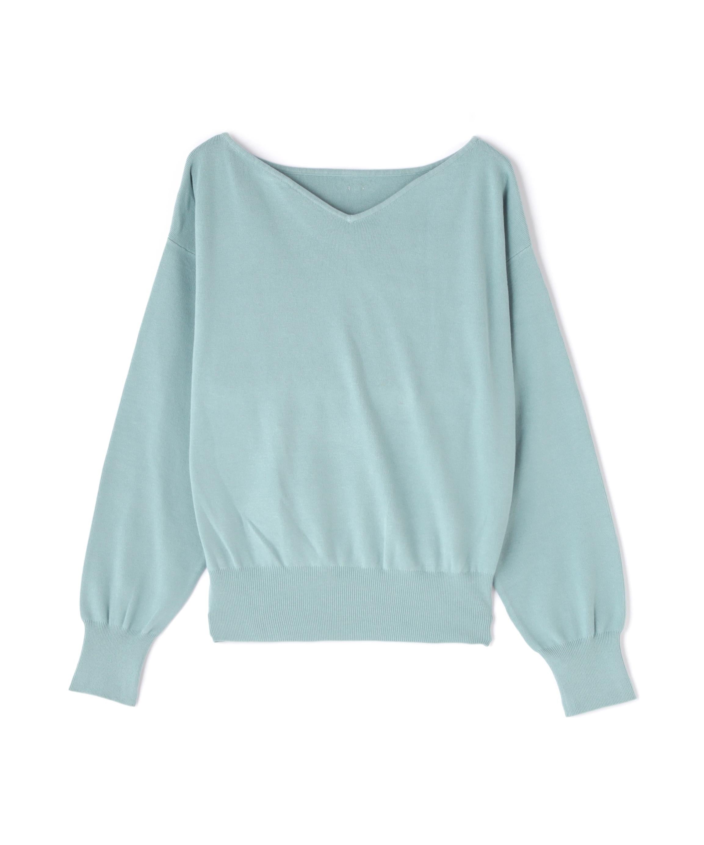 総針ベーシックシリーズ ニュアンスVネックニット レトロブルー