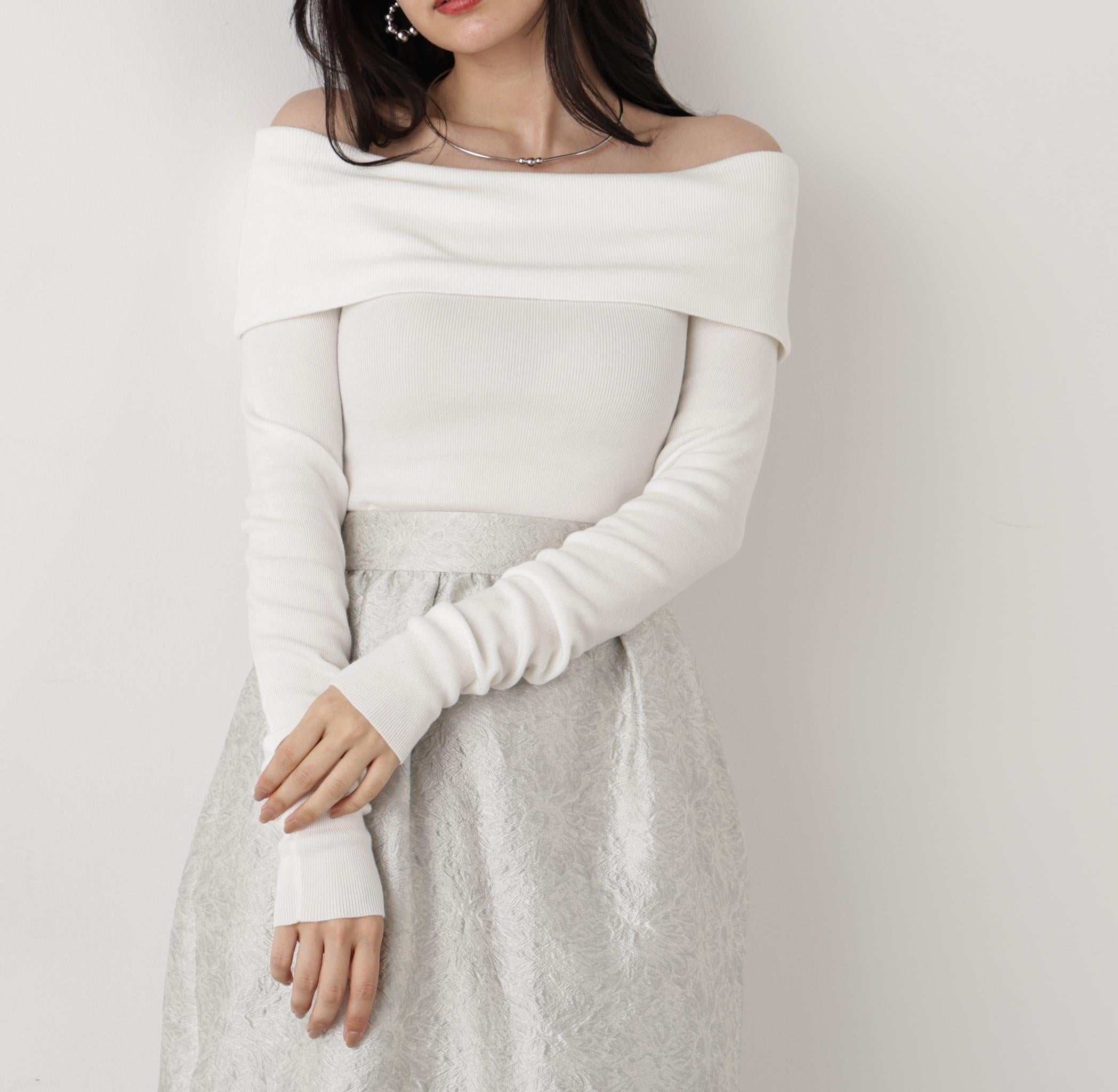 オフショルダー２ＷＡＹニットプルオーバー ホワイト