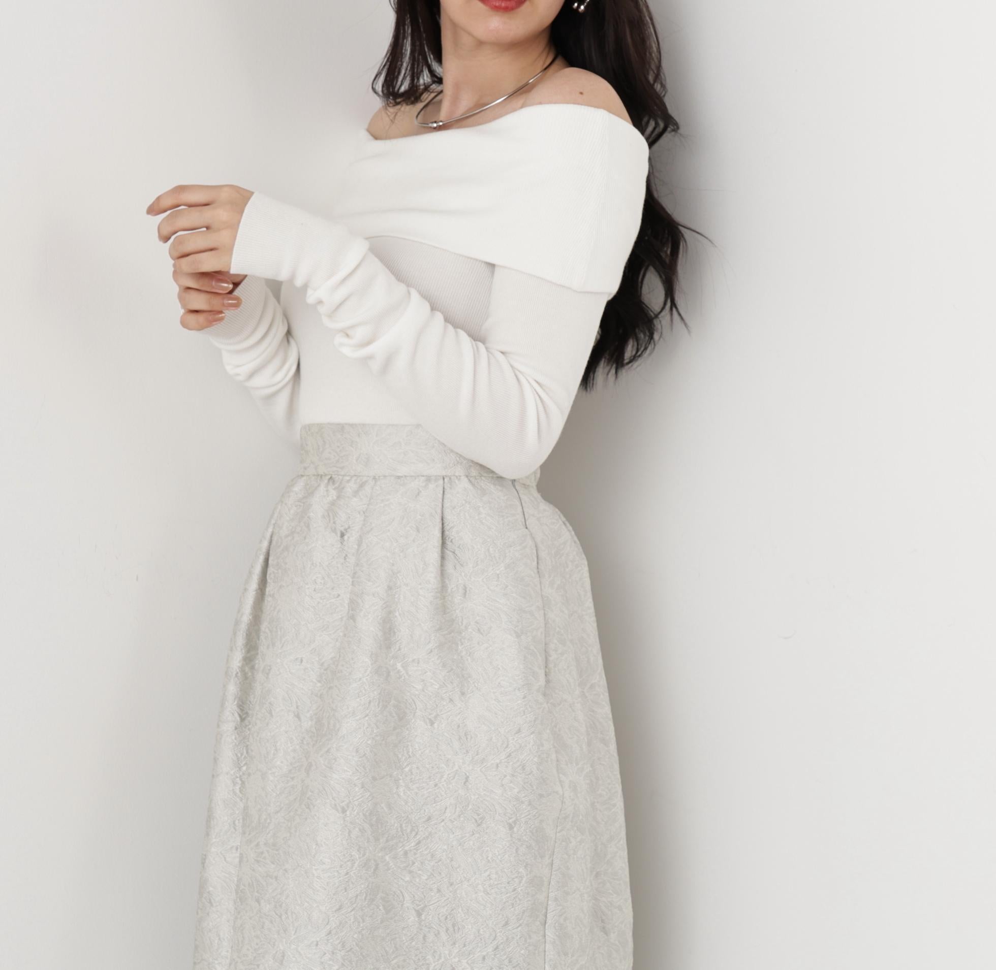 オフショルダー２ＷＡＹニットプルオーバー ホワイト