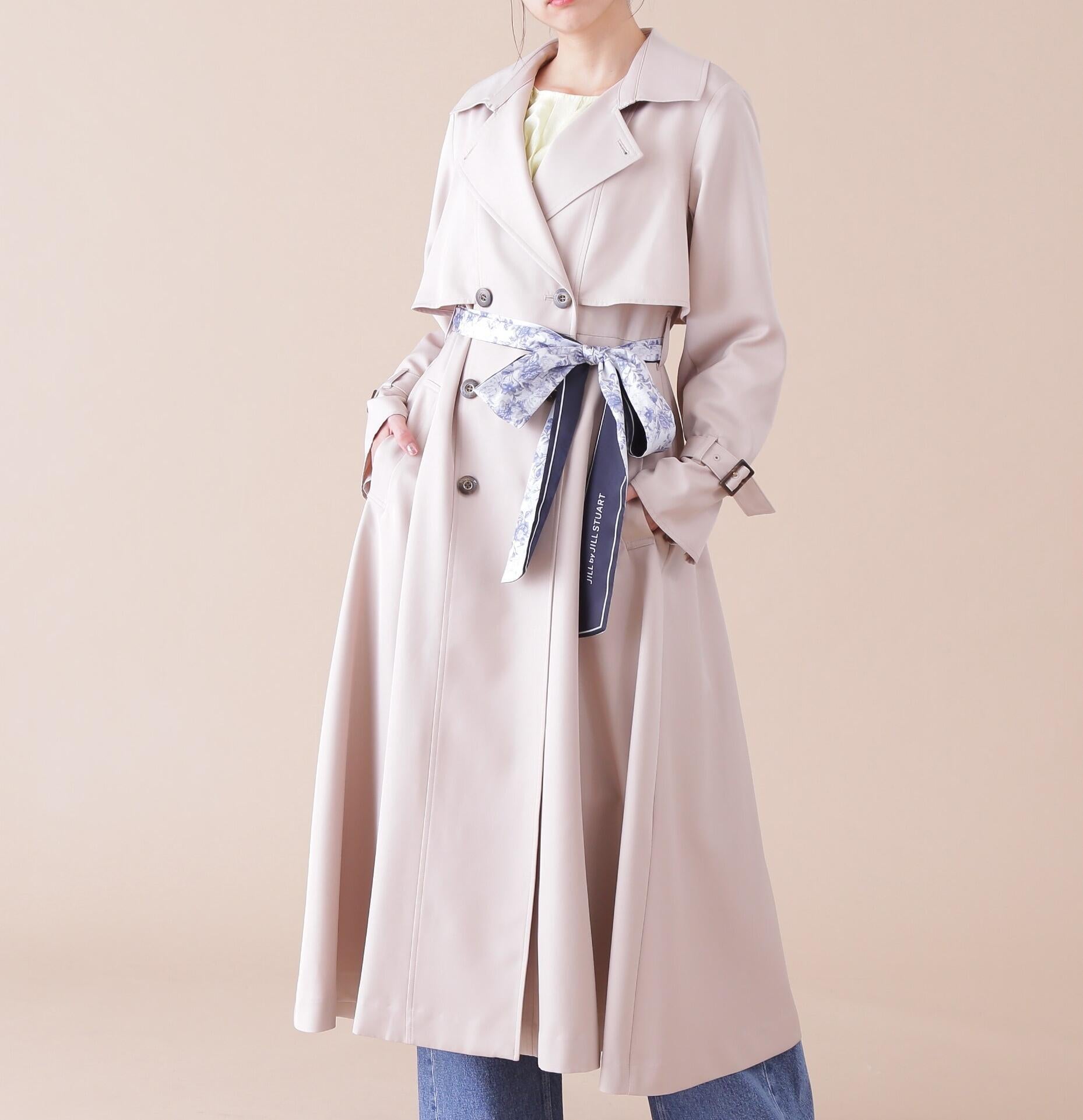 スカーフ付きドレストレンチコート ベージュ