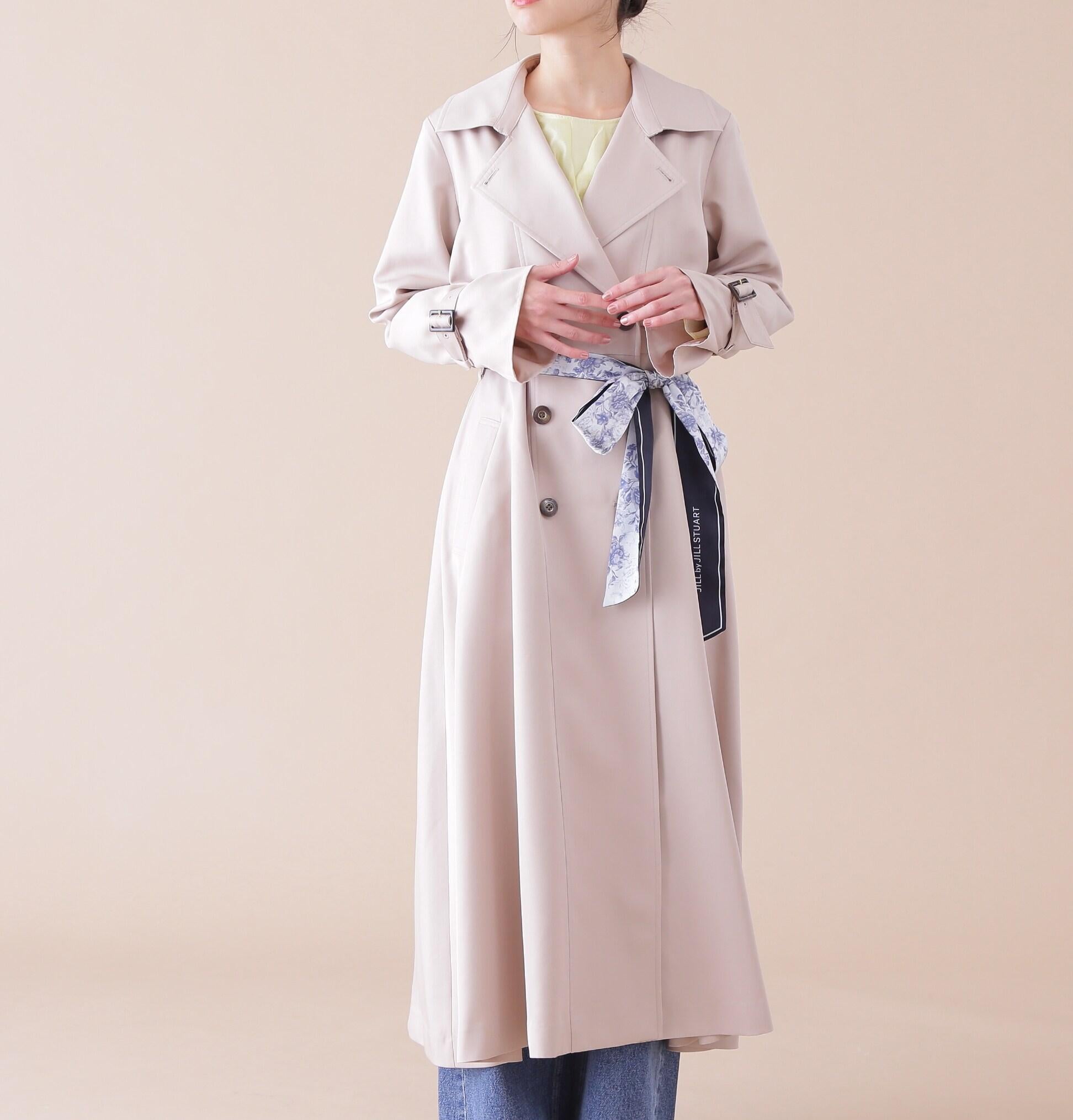 スカーフ付きドレストレンチコート ベージュ