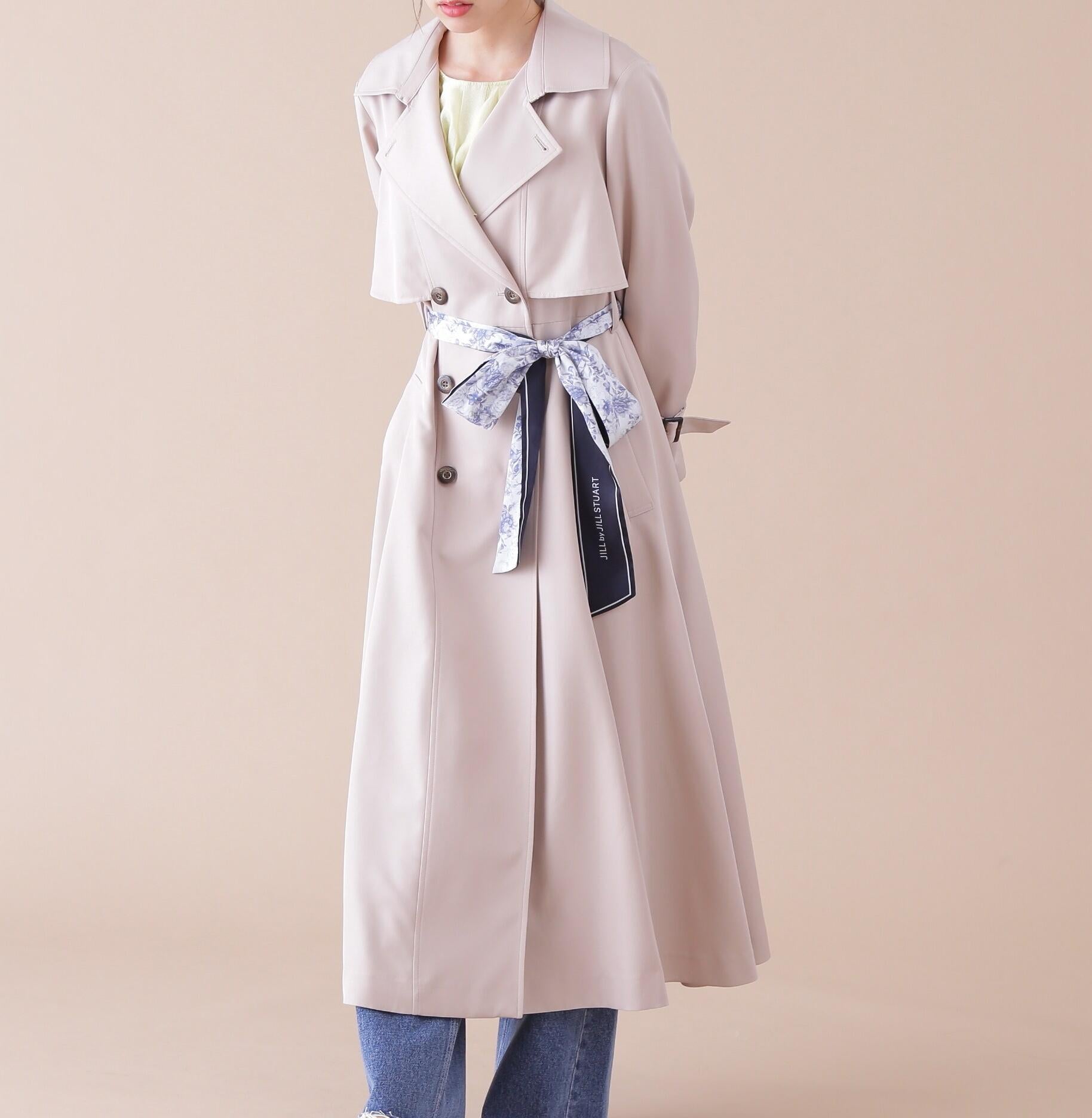 スカーフ付きドレストレンチコート ベージュ