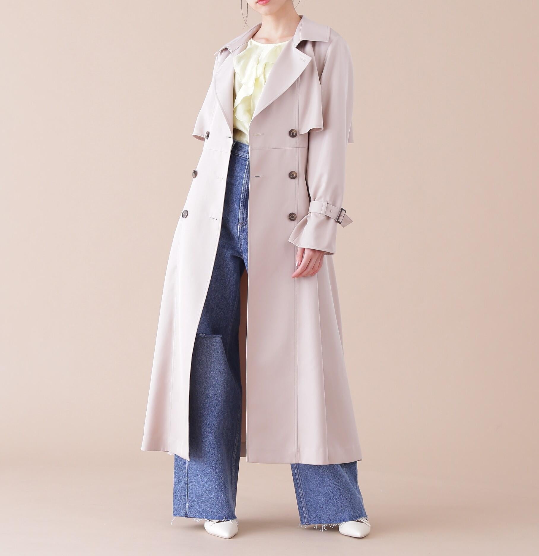 スカーフ付きドレストレンチコート ベージュ