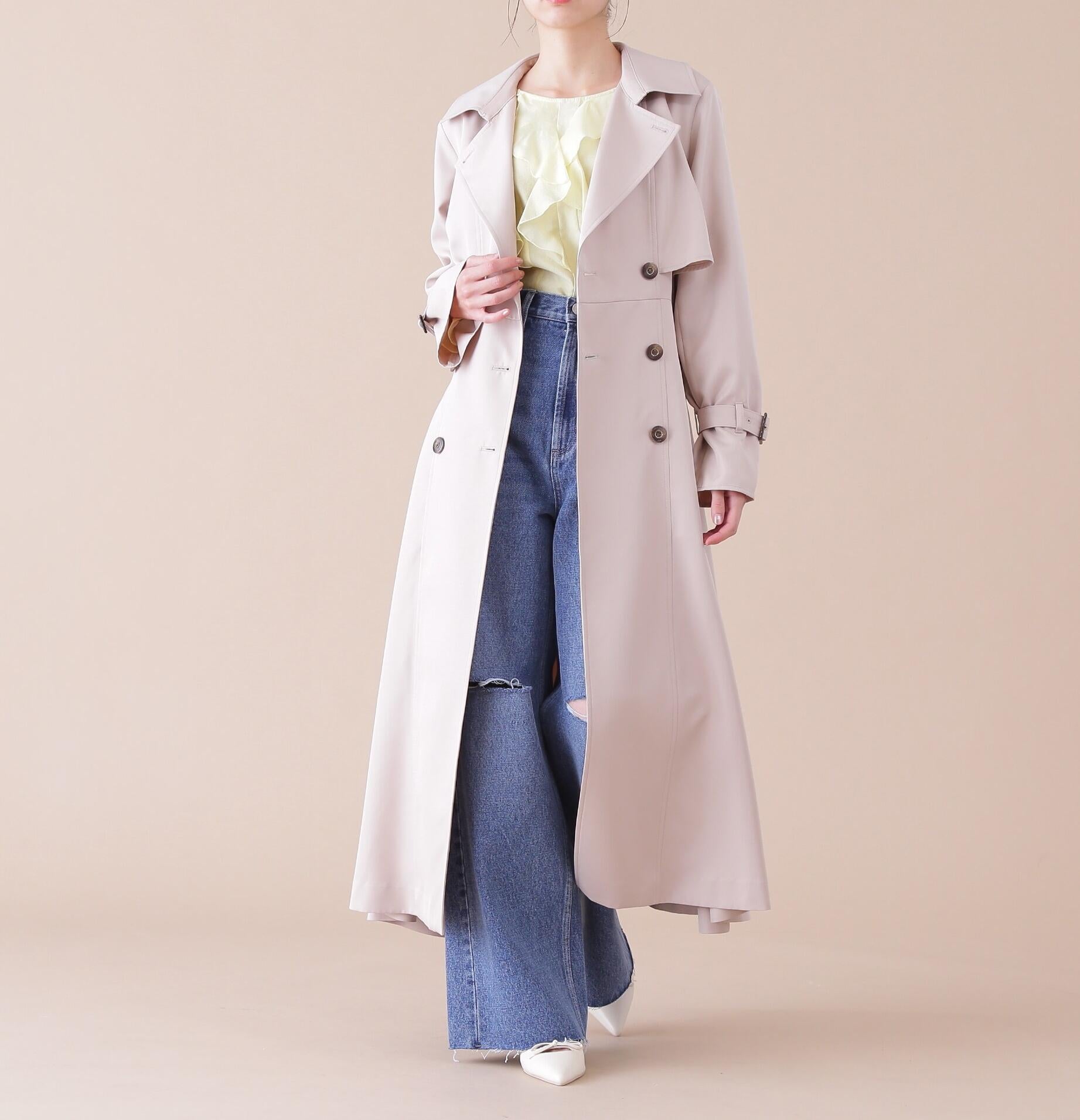 スカーフ付きドレストレンチコート ベージュ